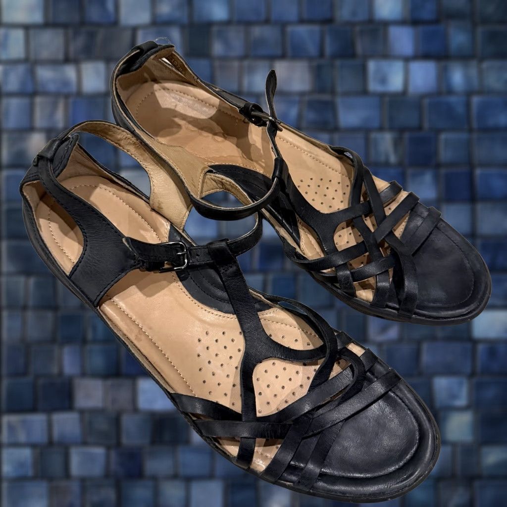 Ecco ECCO Black Leather Slip on Casual Caged Open Toe Strappy Clog Sandals Womens 9 Size US 8 / IT 38 - 1 Thumbnail