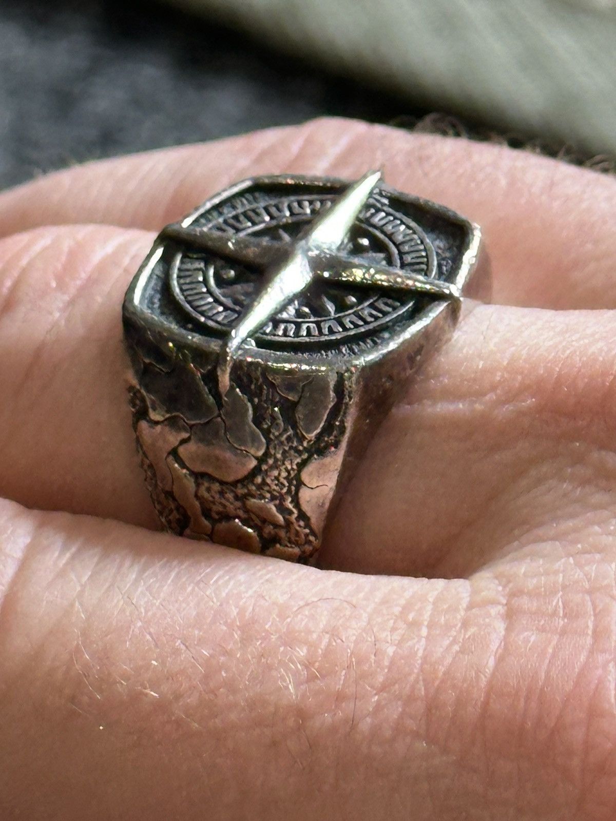 Designer Men's clocks and colours, sterling silver ring