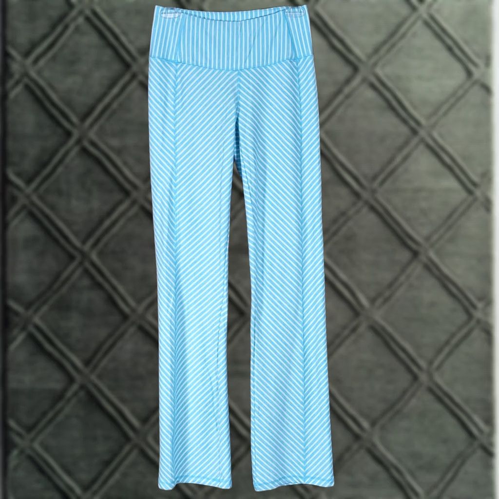 Vintage MTA Sport Yoga Pants Womens S Blue Striped Bootcut Athletic Stretch Size 26" / US 2 / IT 38 - 1 Thumbnail