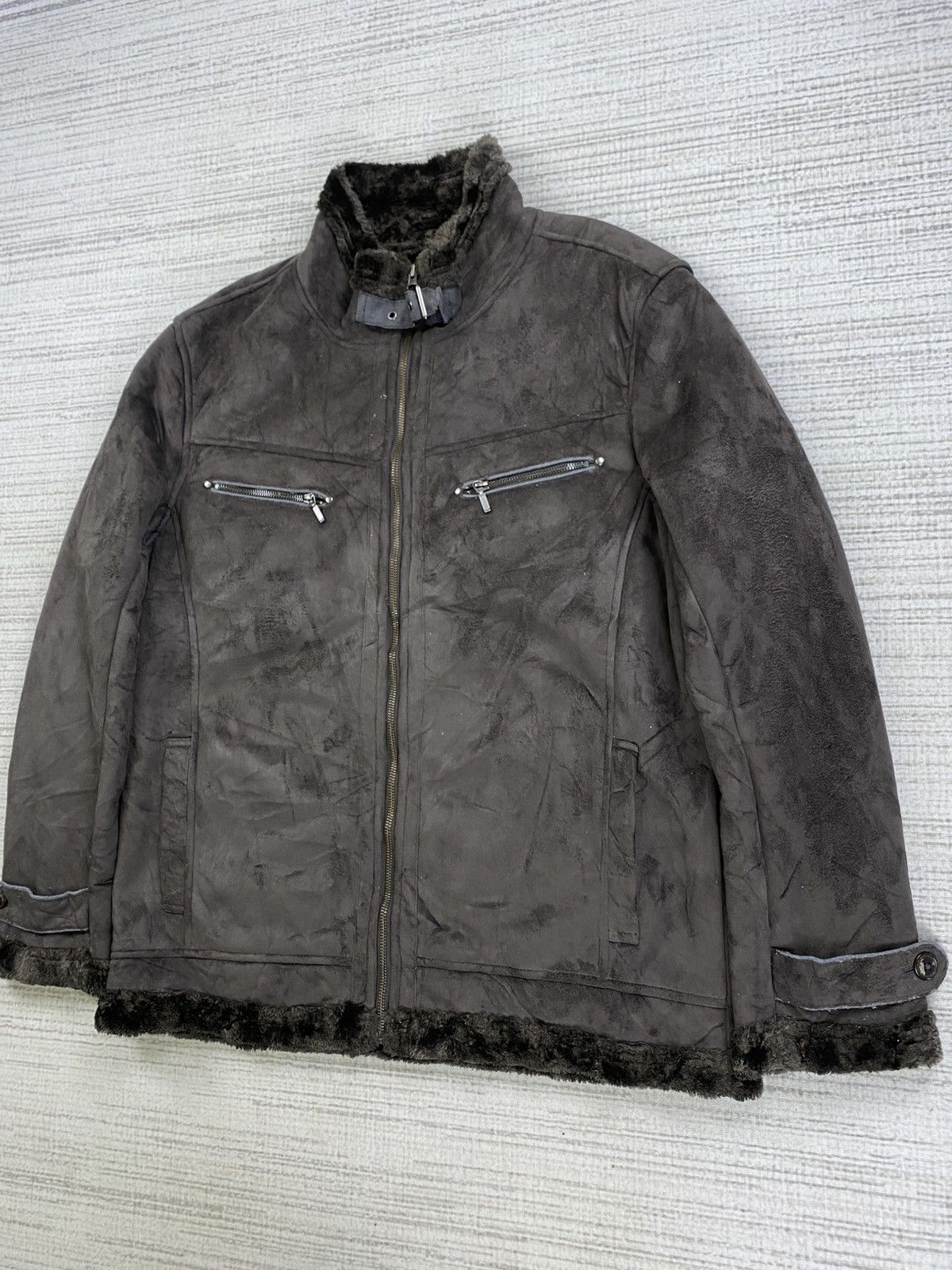 If Six Was Nine 🔥Thruxton Multipocket Sherpa Suede Leather Jacket Size US L / EU 52-54 / 3 - 4 Thumbnail