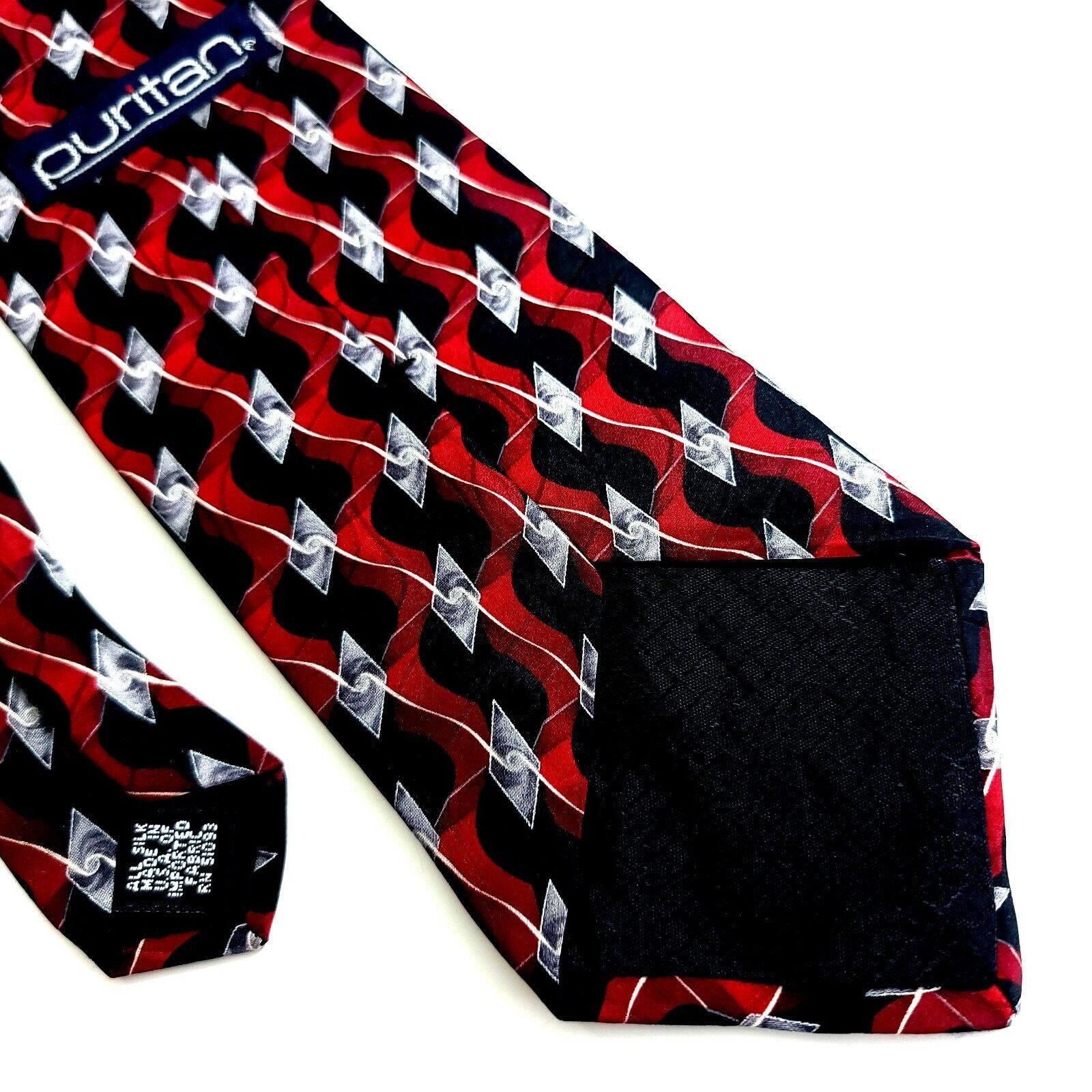 Puritan Puritan Black Red Abstract Geometric Jacquard Print Short Wi Size ONE SIZE - 5 Thumbnail