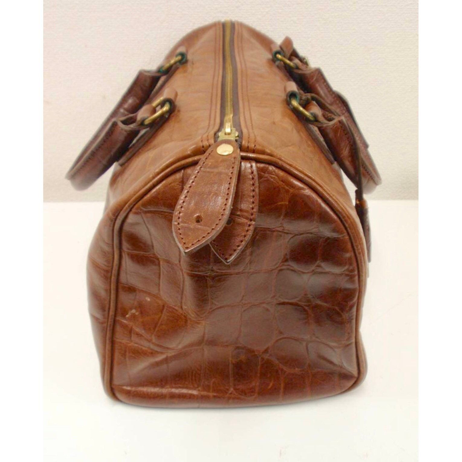 Mulberry Vintage Mulberry brown croc embossed leather speedy handbag Size ONE SIZE - 4 Thumbnail