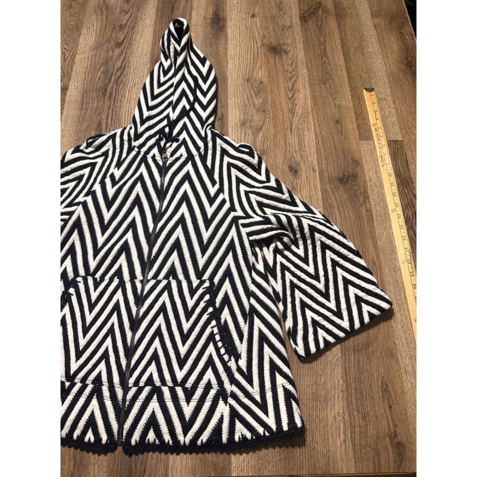 Vintage VINTAGE Evy's Tree Jacket Womens Small Black White Herringbone Full Zip w/ Hood Casual Regular Jacket - Evy's Tree Size S / US 4 / IT 40 - 4 Thumbnail