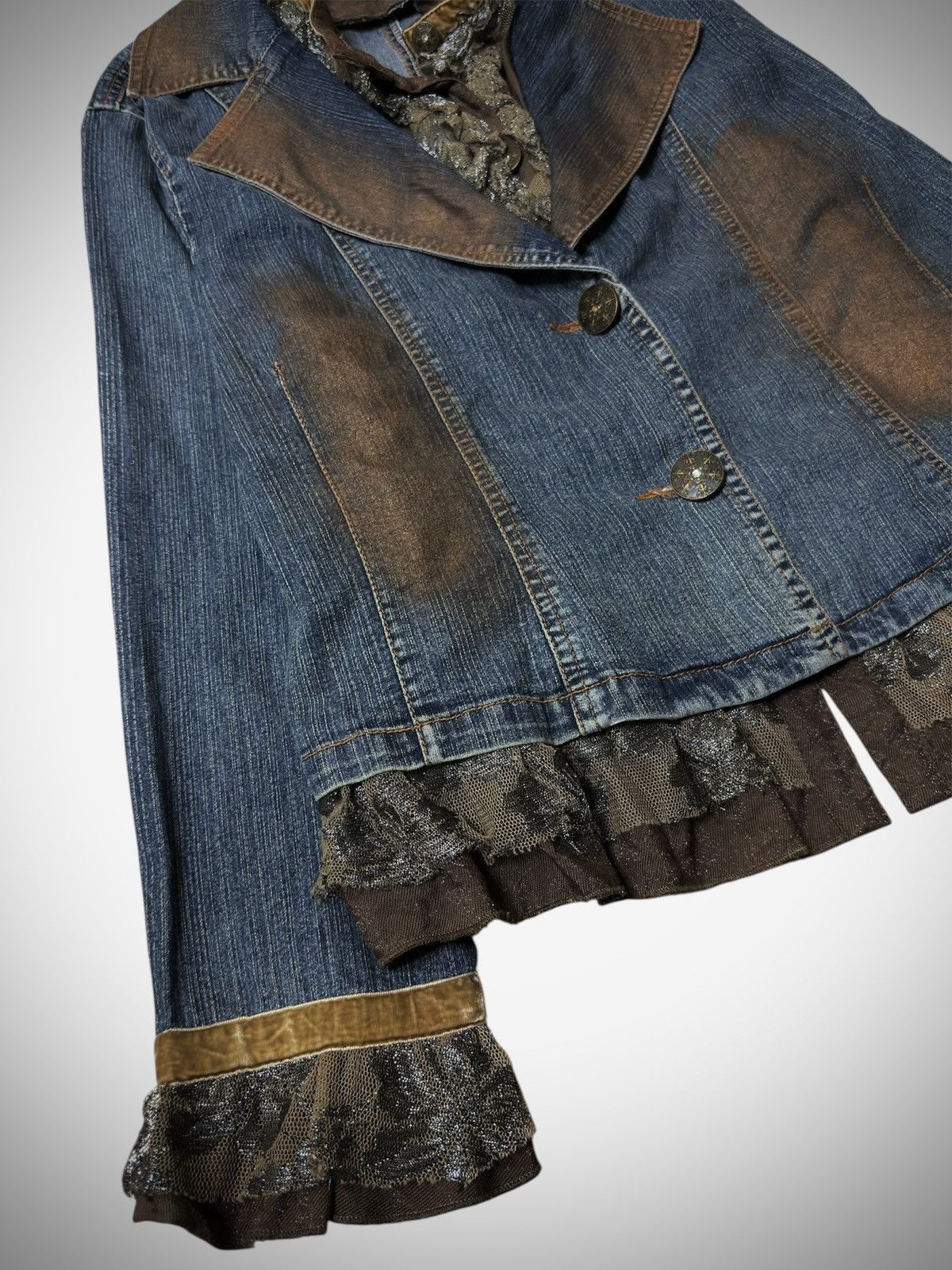 Vintage BUGGARI - Denim Blazer Fairy Style Size L / US 10 / IT 46 - 4 Thumbnail