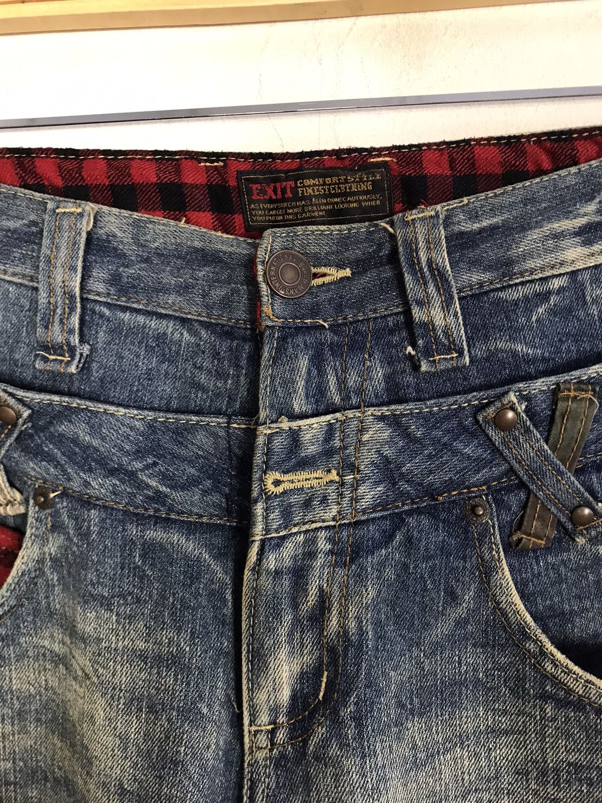 Japanese Brand Exit Zipper Indigo Denim Jeans Pants Double Waist Style Size US 30 / EU 46 - 7 Thumbnail