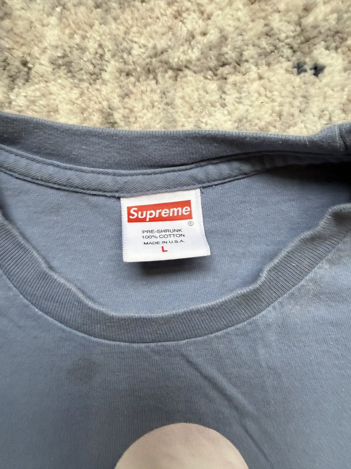 Supreme Supreme Super Cream Lotion Baby Blue Tee Size US L / EU 52-54 / 3 - 3 Thumbnail