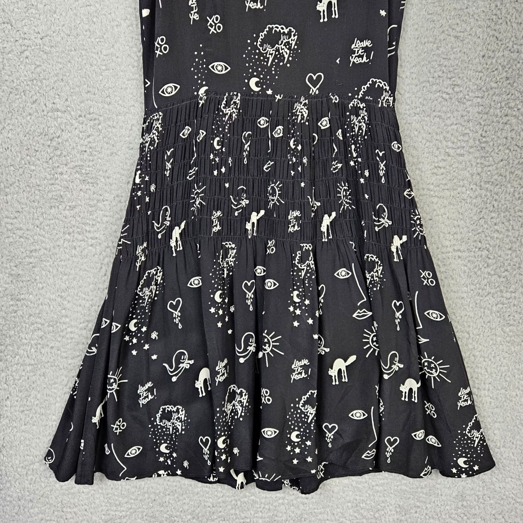 Sandro Sandro Paris Women’s Silk Halloween Ghost Cat Doodle Print 3D Dress Sz 1 Size XS / US 0-2 / IT 36-38 - 6 Thumbnail