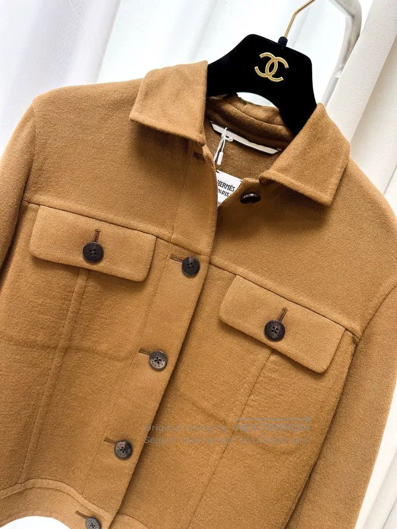 Hermes Hermes Brown Lapel Long Sleeve Jacket Size XXS / US 00 / IT 34 - 2 Thumbnail