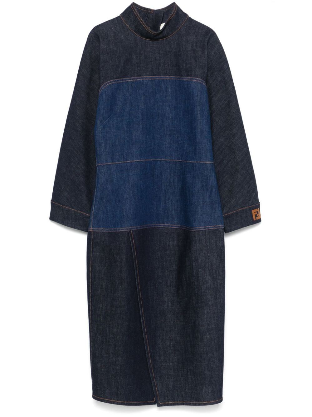 Fendi BICOLOR DENIM MIDI DRESS Size S / US 4 / IT 40 - 1 Thumbnail