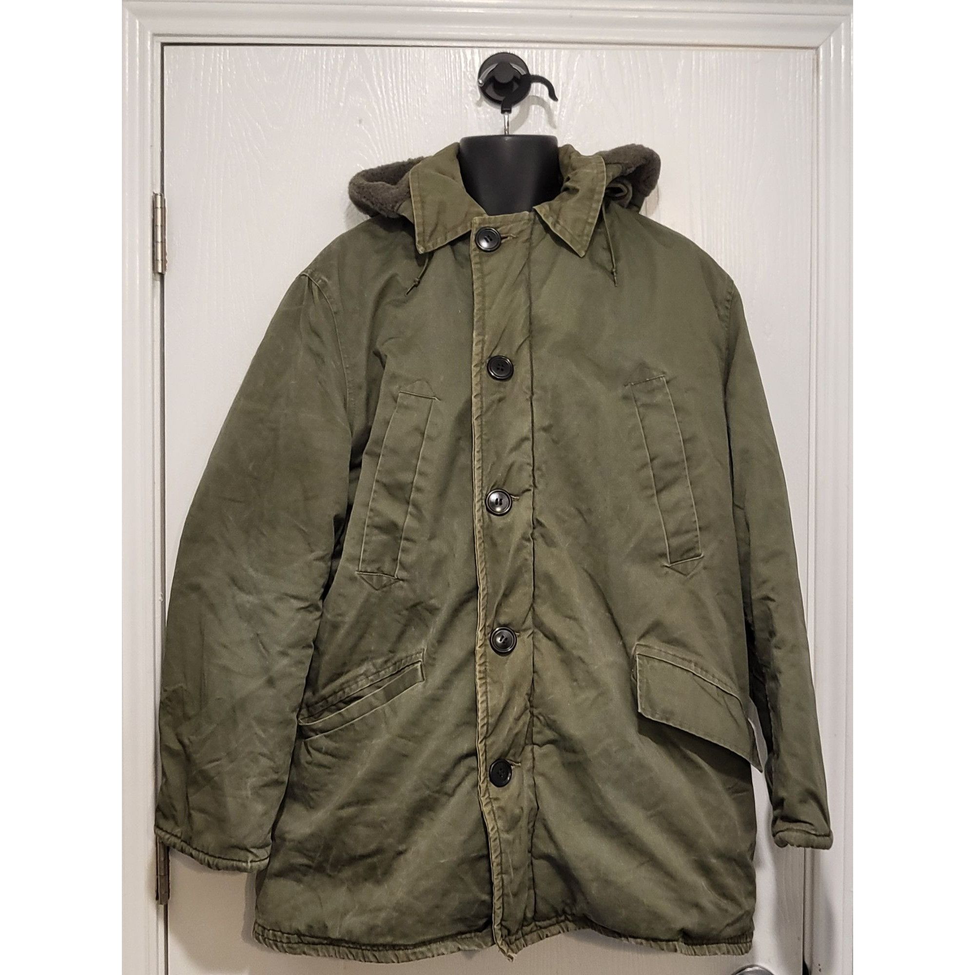 Vintage Brent Commando Cloth Coat Men Sz L Army Green 70s Mi