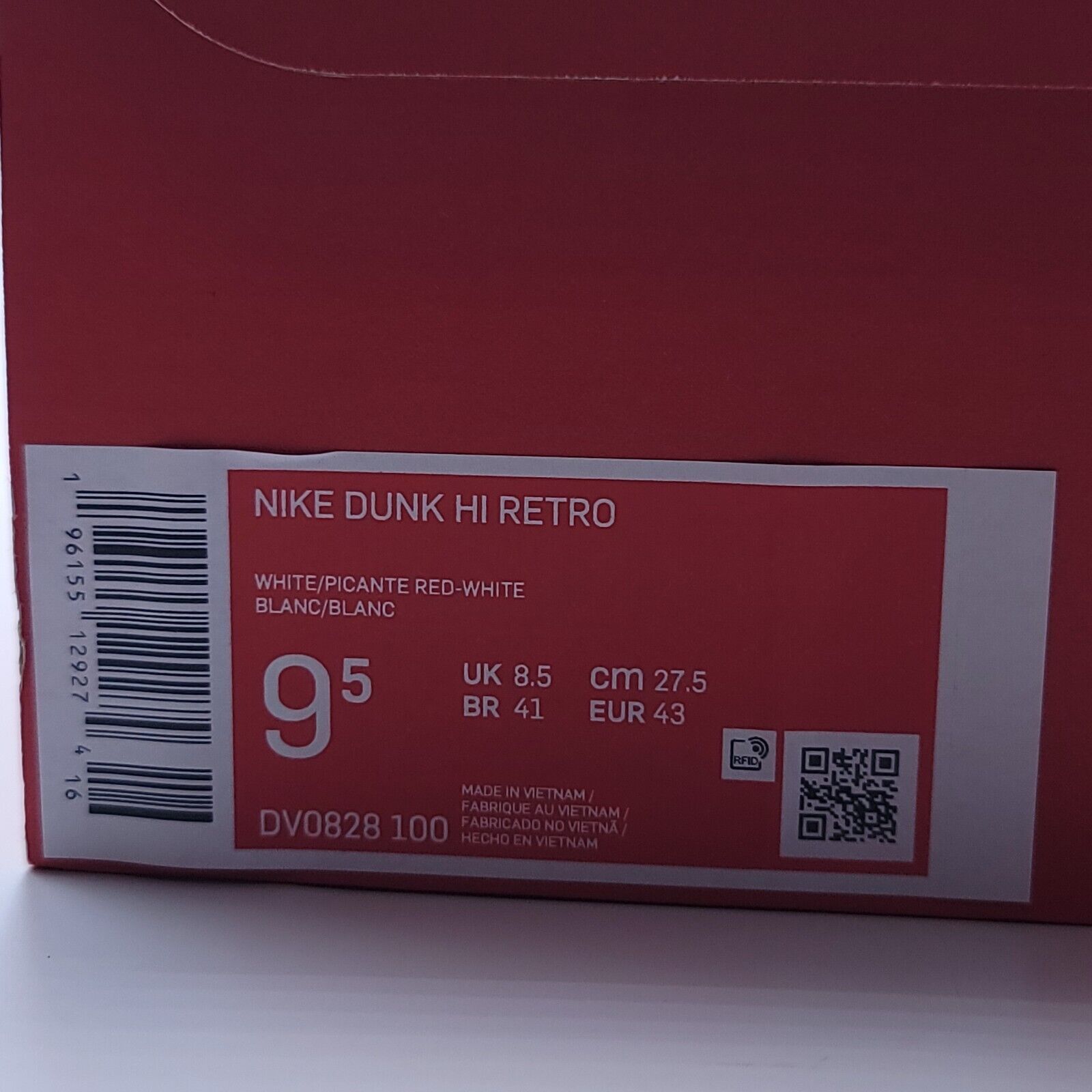 Nike Nike Dunk HI Retro Shoe Mens Size 9.5 DV0828-100 Picante Red Size US 9.5 / EU 42-43 - 10 Thumbnail