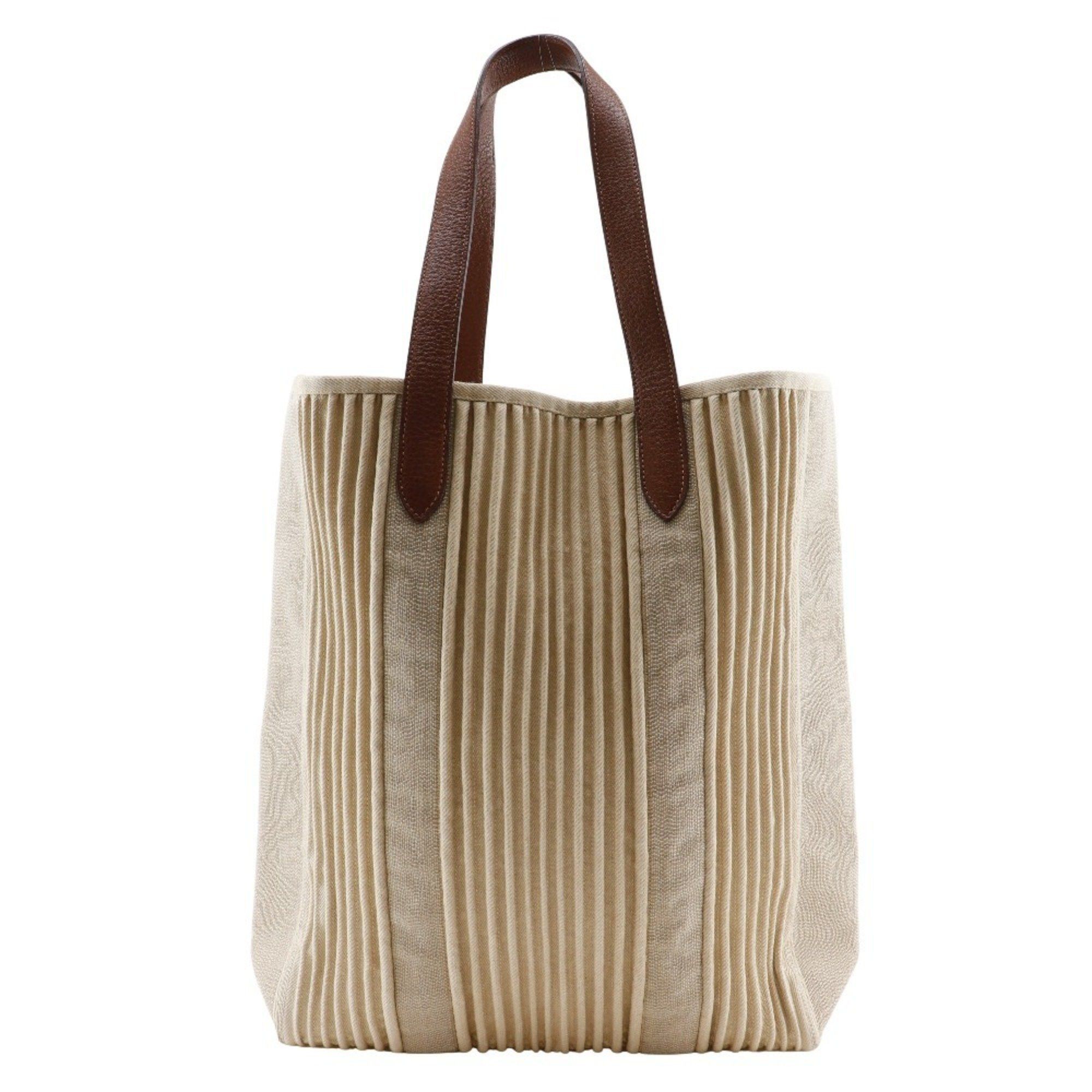 Hermes Cabas Calicut Tote Bag Sold Canvas Made In India 2008 Beige L Kabas Unisex, Women's