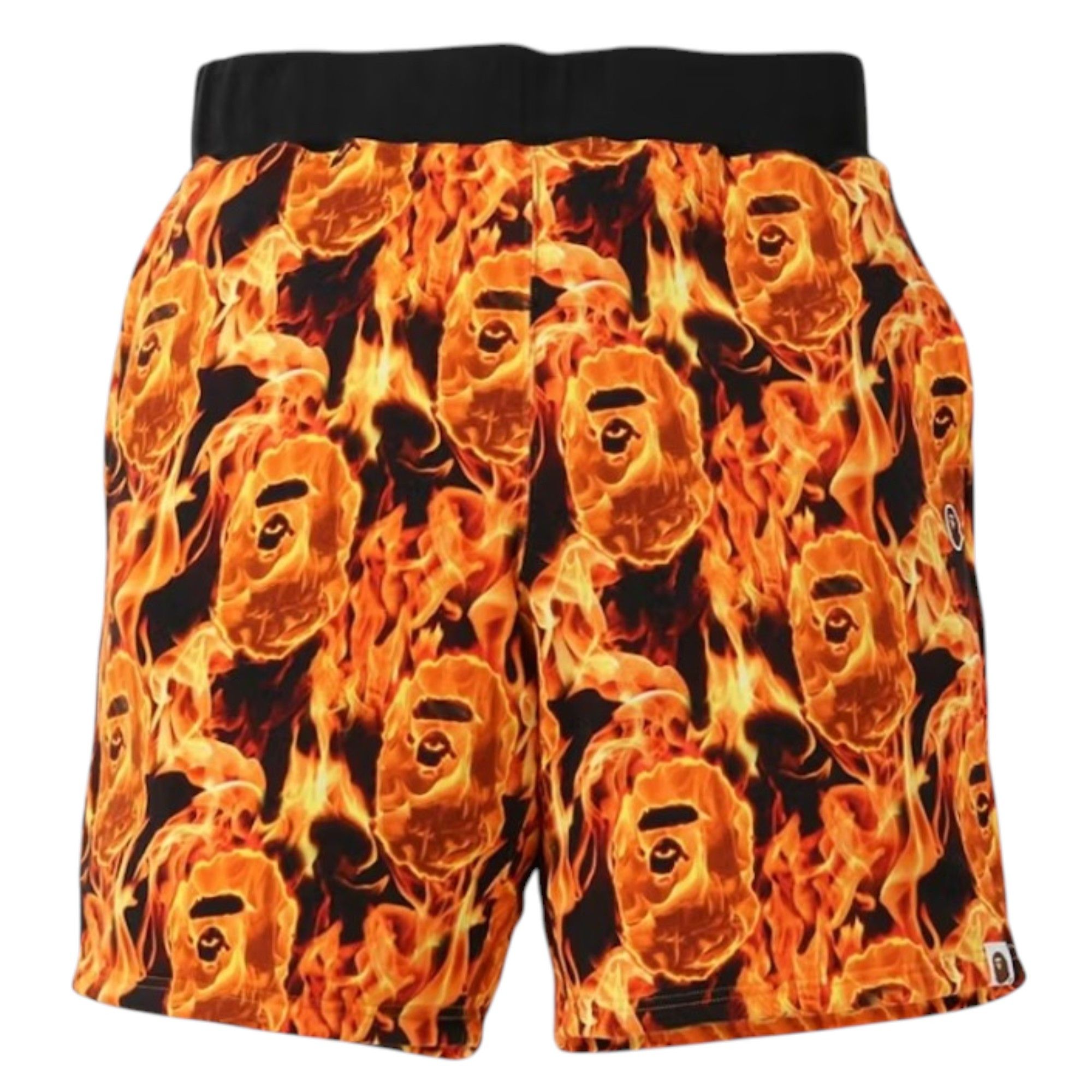 Bape Flame Wide Sweatshorts Orange Black Red Size US 36 / EU 52 - 1 Preview