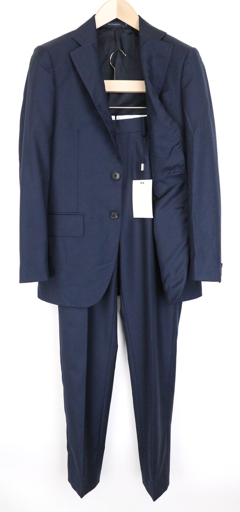 Suitsupply LAZIO UK32R Blue Wool Super 110's Slim Suit 75703 Size 34S - 1 Thumbnail