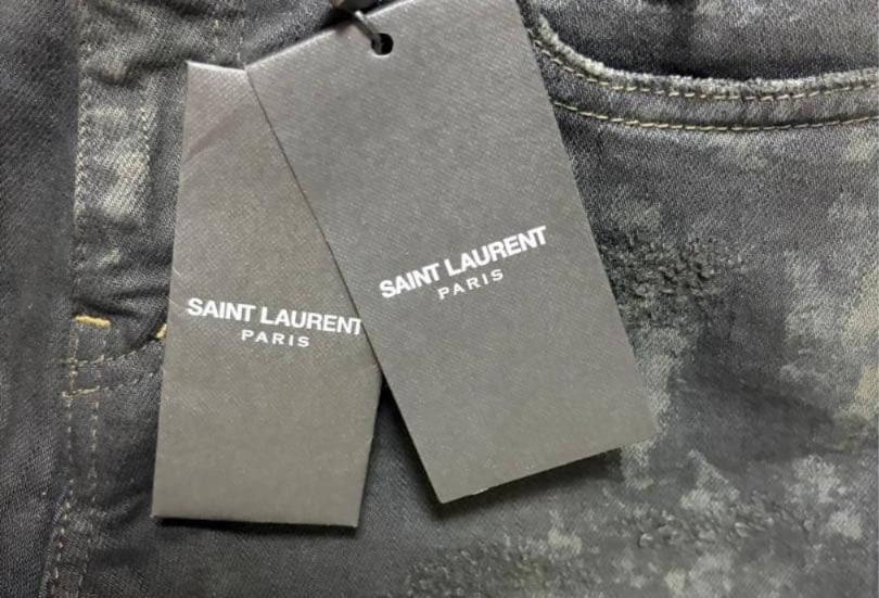 Saint Laurent Paris Saint Laurent Paris Oil Spill Distressed Skinny Jeans Size US 28 / EU 44 - 3 Thumbnail