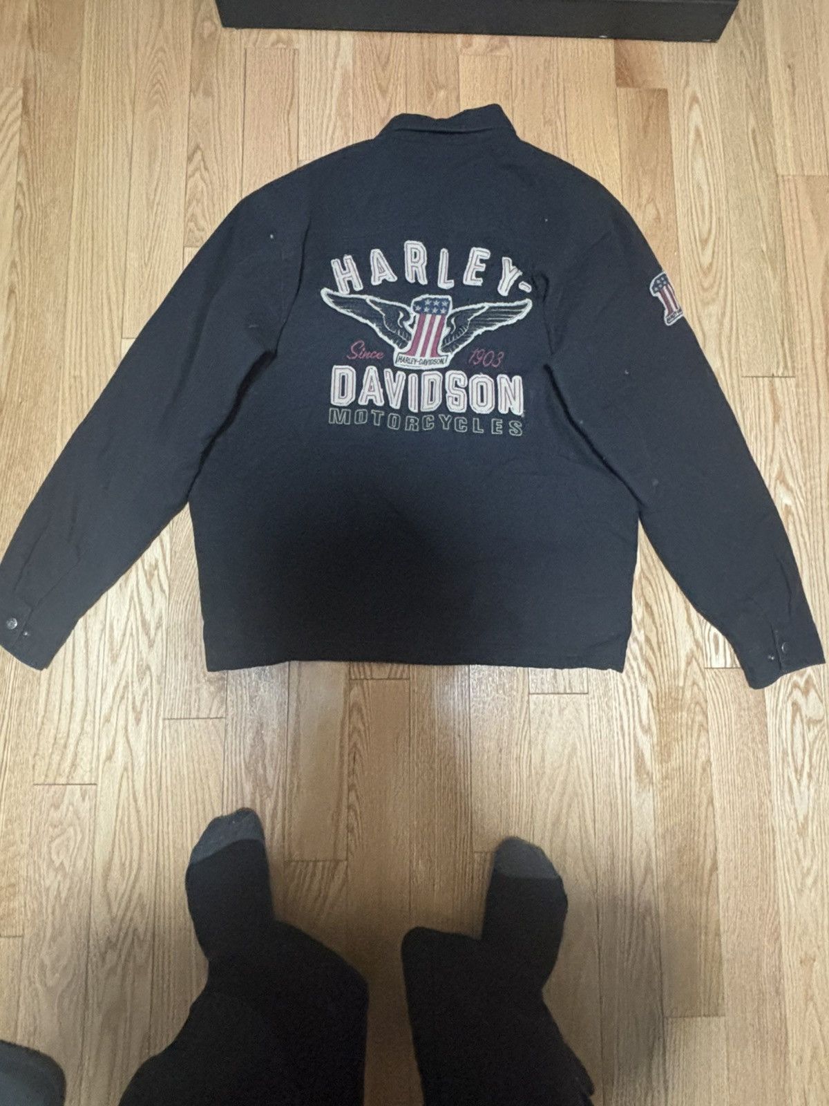 Harley Davidson Vintage Harley Davidson Classics Quilted Shirt Jacket Size US XL / EU 56 / 4 - 1 Thumbnail