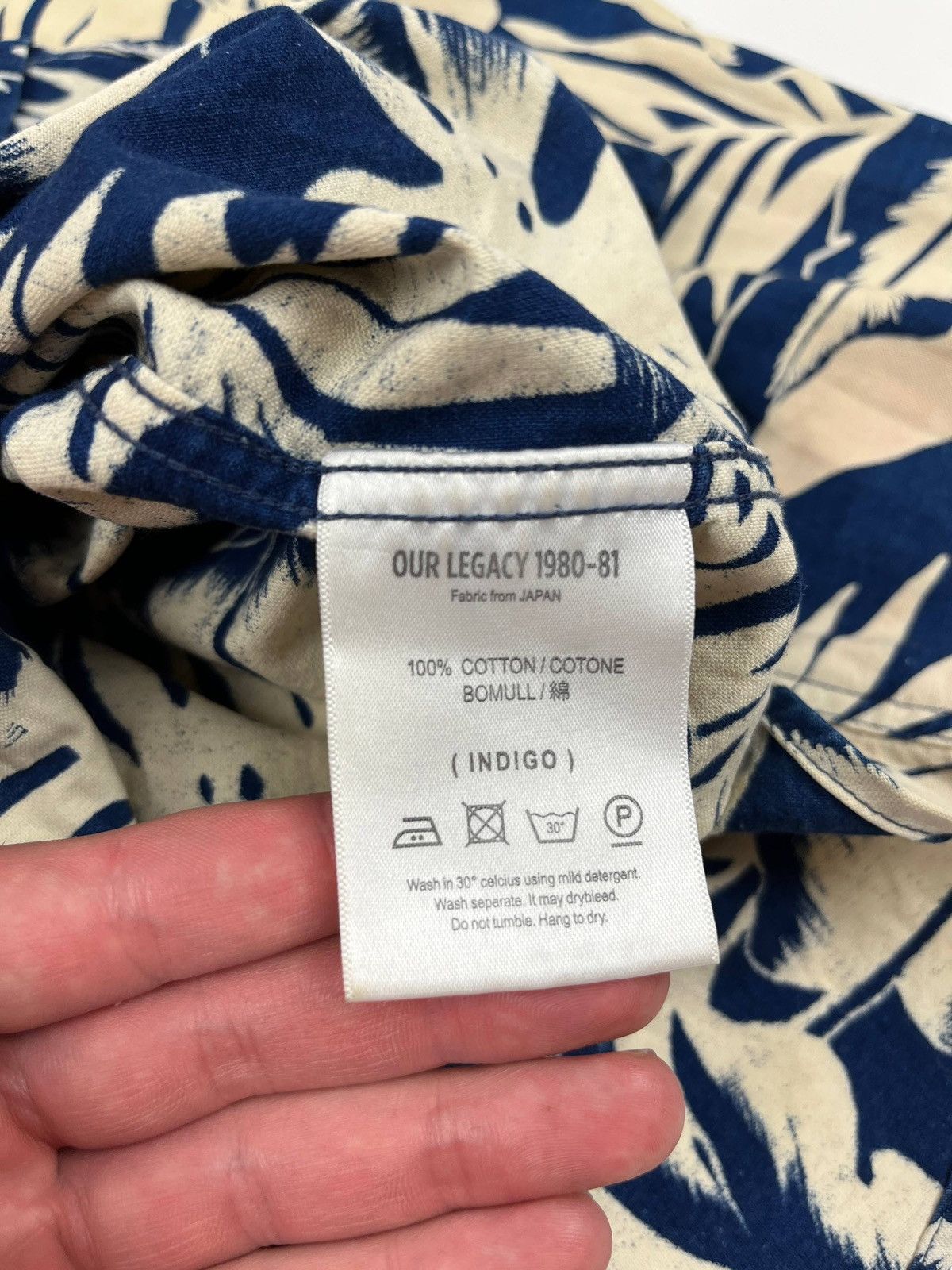 Our Legacy Our Legacy 1980-81 Indigo Tropical Leaf Shirt Size US S / EU 44-46 / 1 - 16 Thumbnail