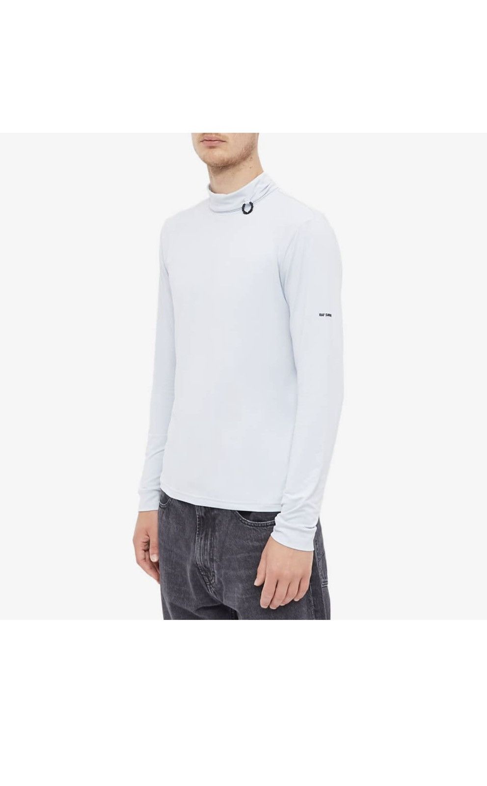 image of Fred Perry x Raf Simons Roll Neck Top in Blue, Men's (Size XL)