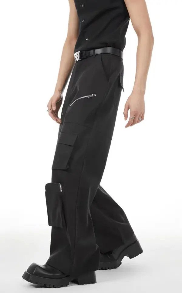 VIBE Black simple zippered large pocket casual cargo trousers Size US 34 / EU 50 - 4 Thumbnail