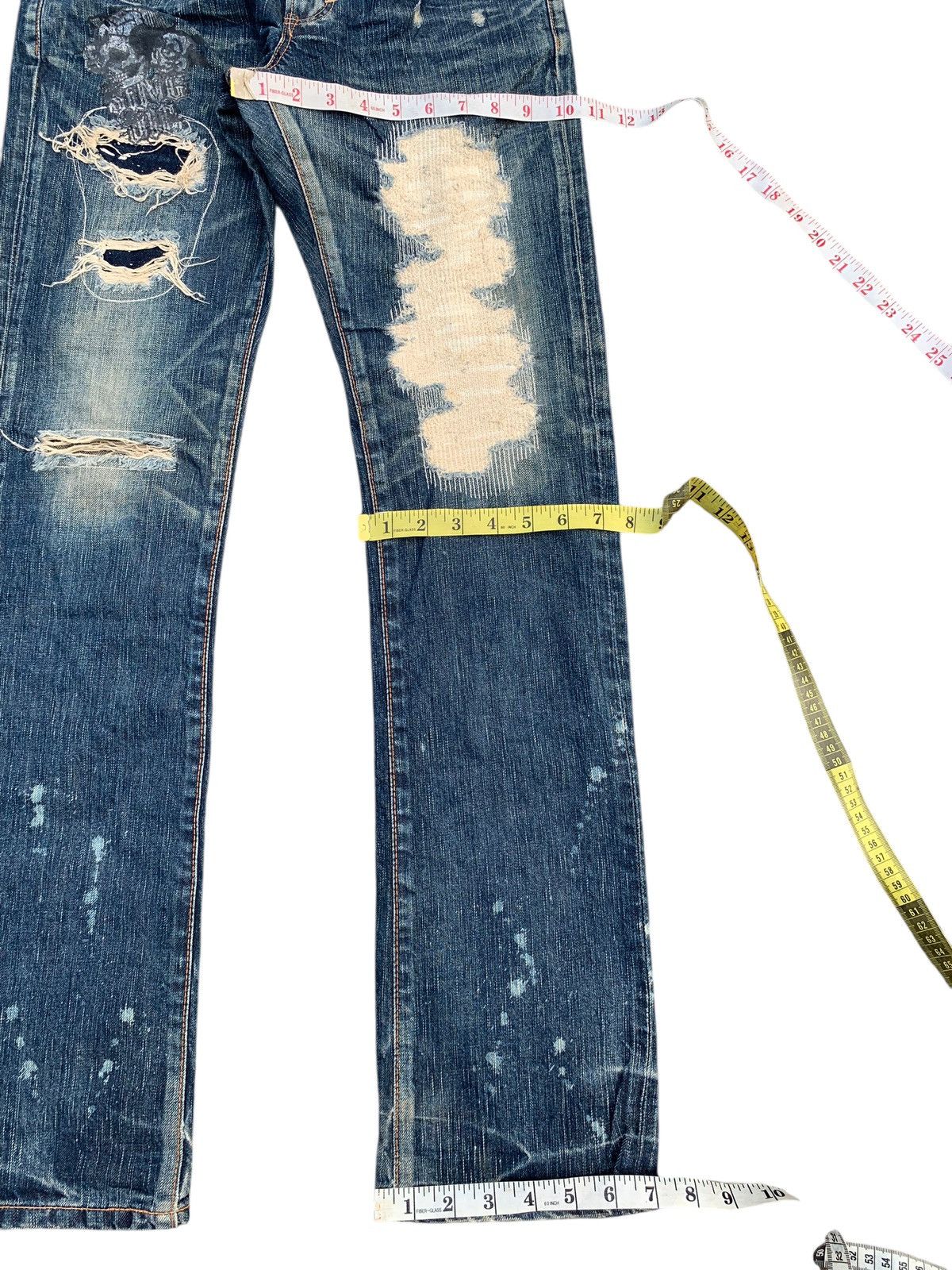 Tornado Mart RARE EDWIN STUDDED PUNK JAPANESE DISTRESSED DENIM Size US 31 - 20 Thumbnail