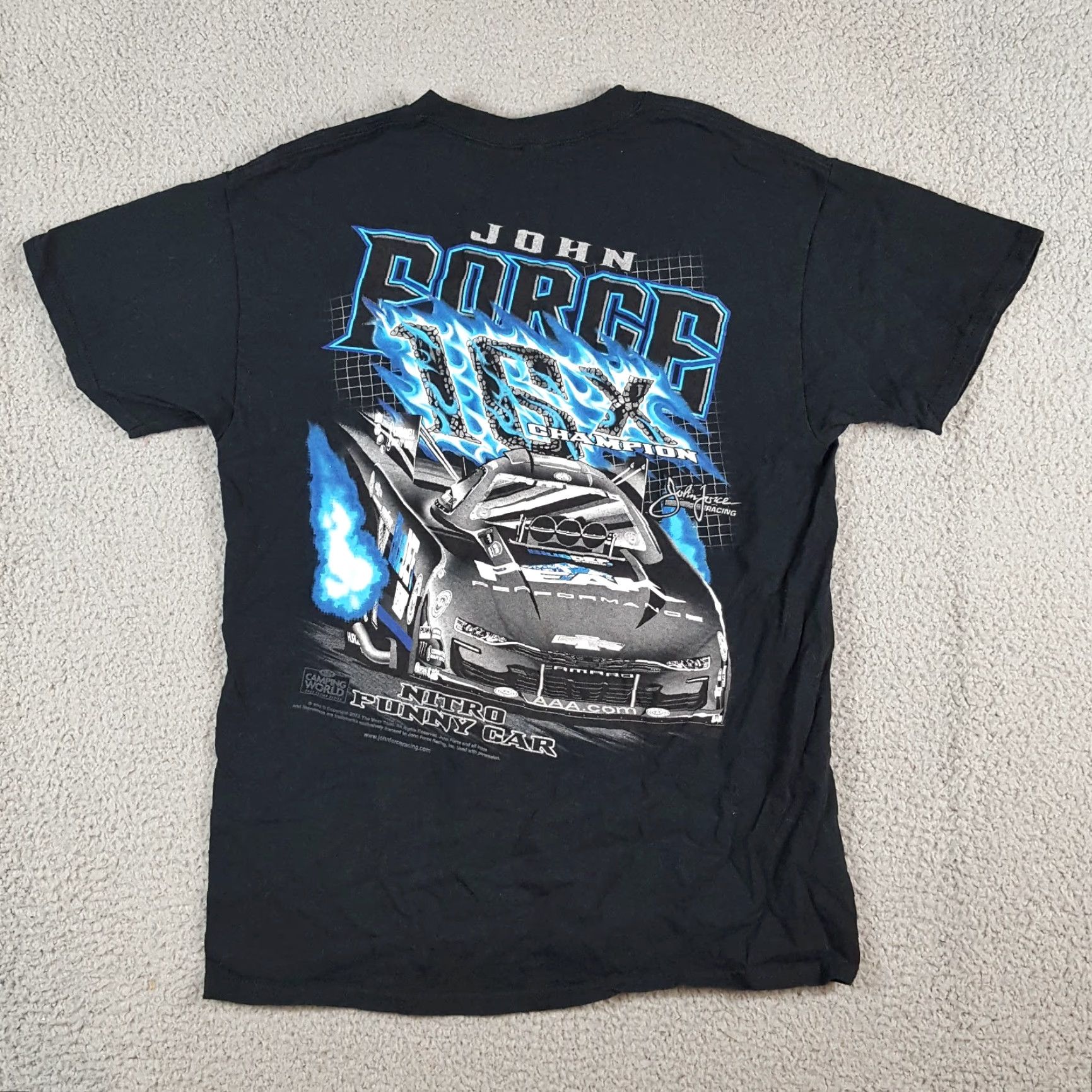 Gildan VINTAGE John Force Nitro Funny Car Racing Men's Size S Retro NASCAR Racer Black T Shirt Size US S / EU 44-46 / 1 - 4 Thumbnail