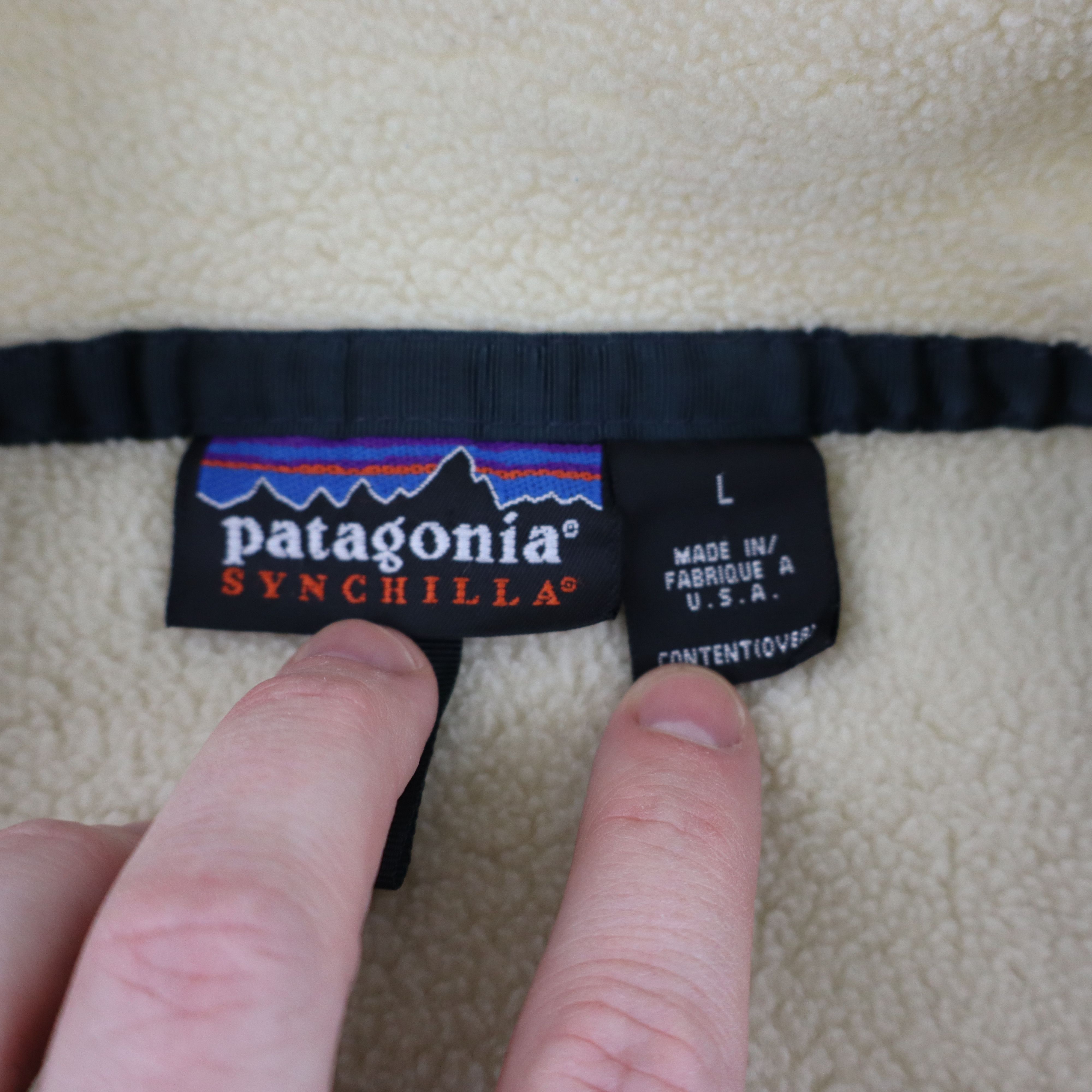 Patagonia × Vintage Vintage 90s Patagonia Beige Fleece Snap-T Pullover Jacket Size US L / EU 52-54 / 3 - 7 Thumbnail