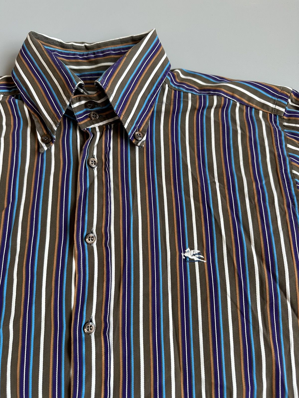 Etro Etro MultiColor Stripe Cotton Button Up Long Sleeve Shirt Size US S / EU 44-46 / 1 - 5 Thumbnail
