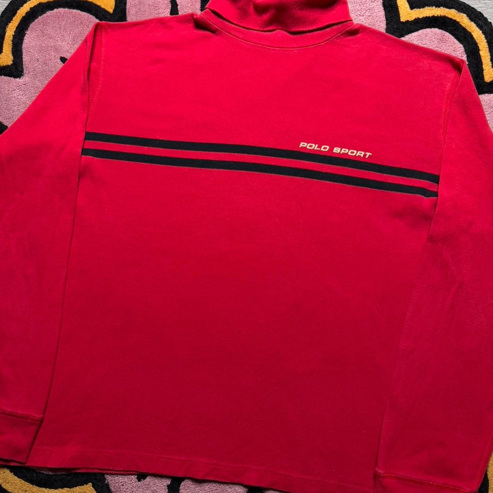Polo Ralph Lauren × Ralph Lauren × Vintage Vintage 90s Ralph Lauren Polo Sport Turtleneck Striped Shirt Size US XL / EU 56 / 4 - 2 Thumbnail