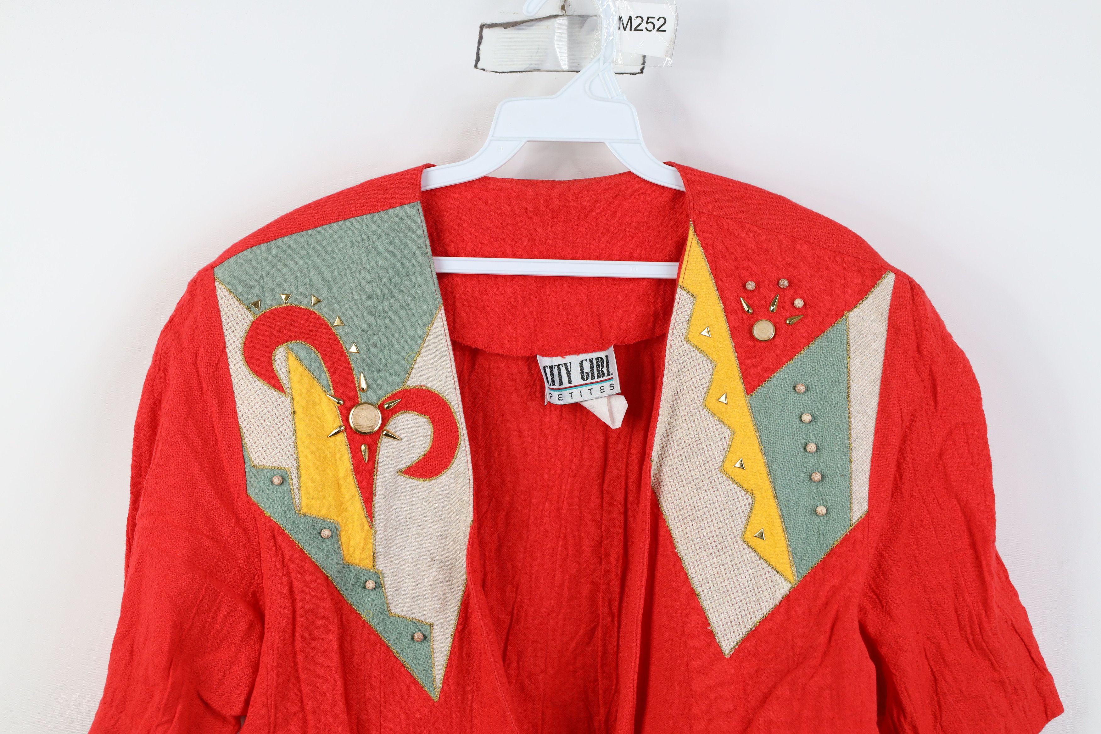 Vintage Vintage 90s Streetwear Abstract Sun Open Jacket Red USA Size M / US 6-8 / IT 42-44 - 2 Thumbnail