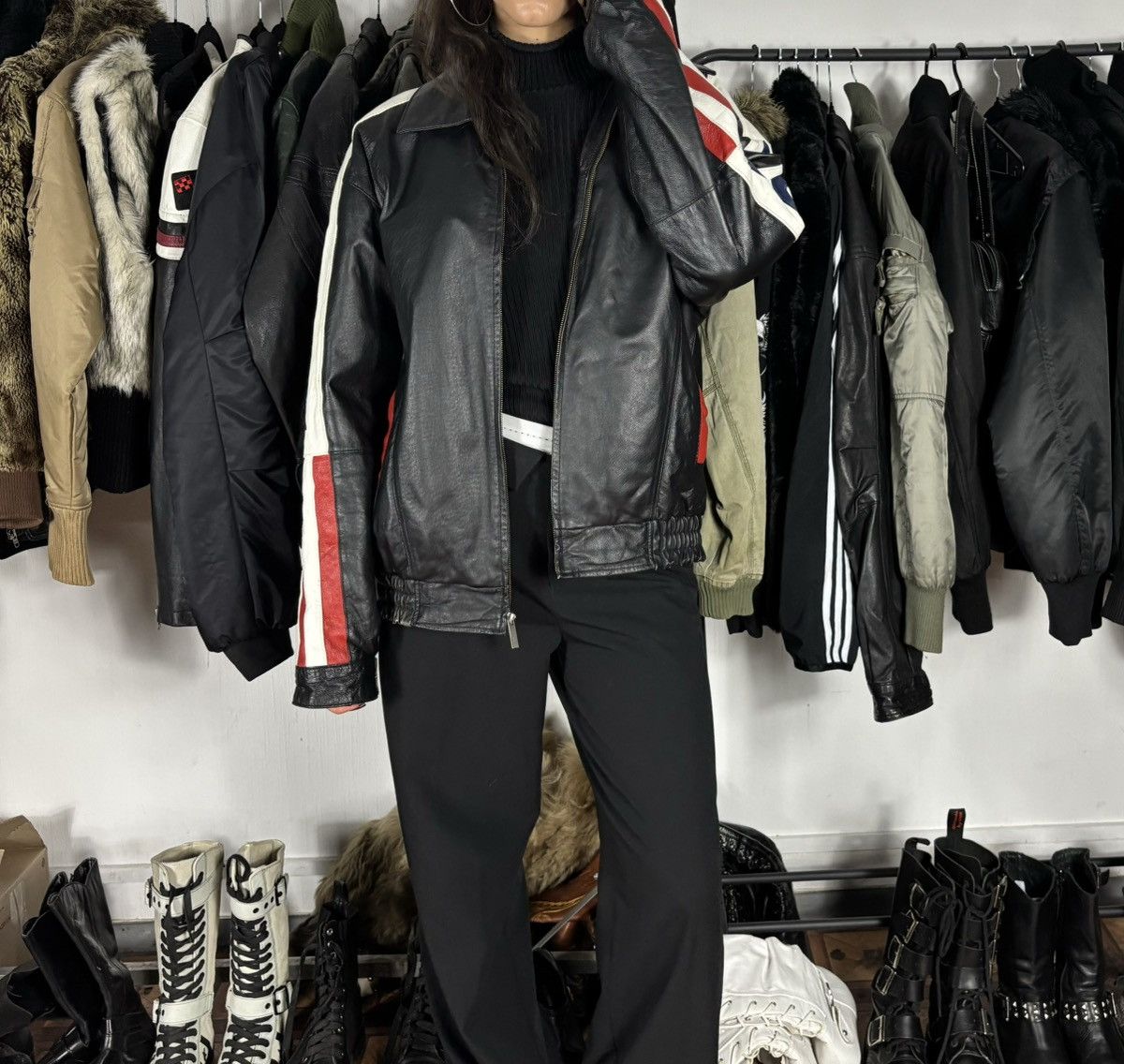 Vintage Vintage Leather USA Bomber jacket Size US L / EU 52-54 / 3 - 2 Thumbnail