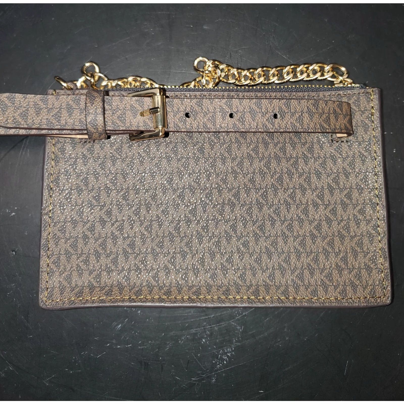 Michael Kors Michael Kors-Signature Logo Design-Adjustable Brown Belt Bag~Womens Size Medium Size ONE SIZE - 5 Thumbnail