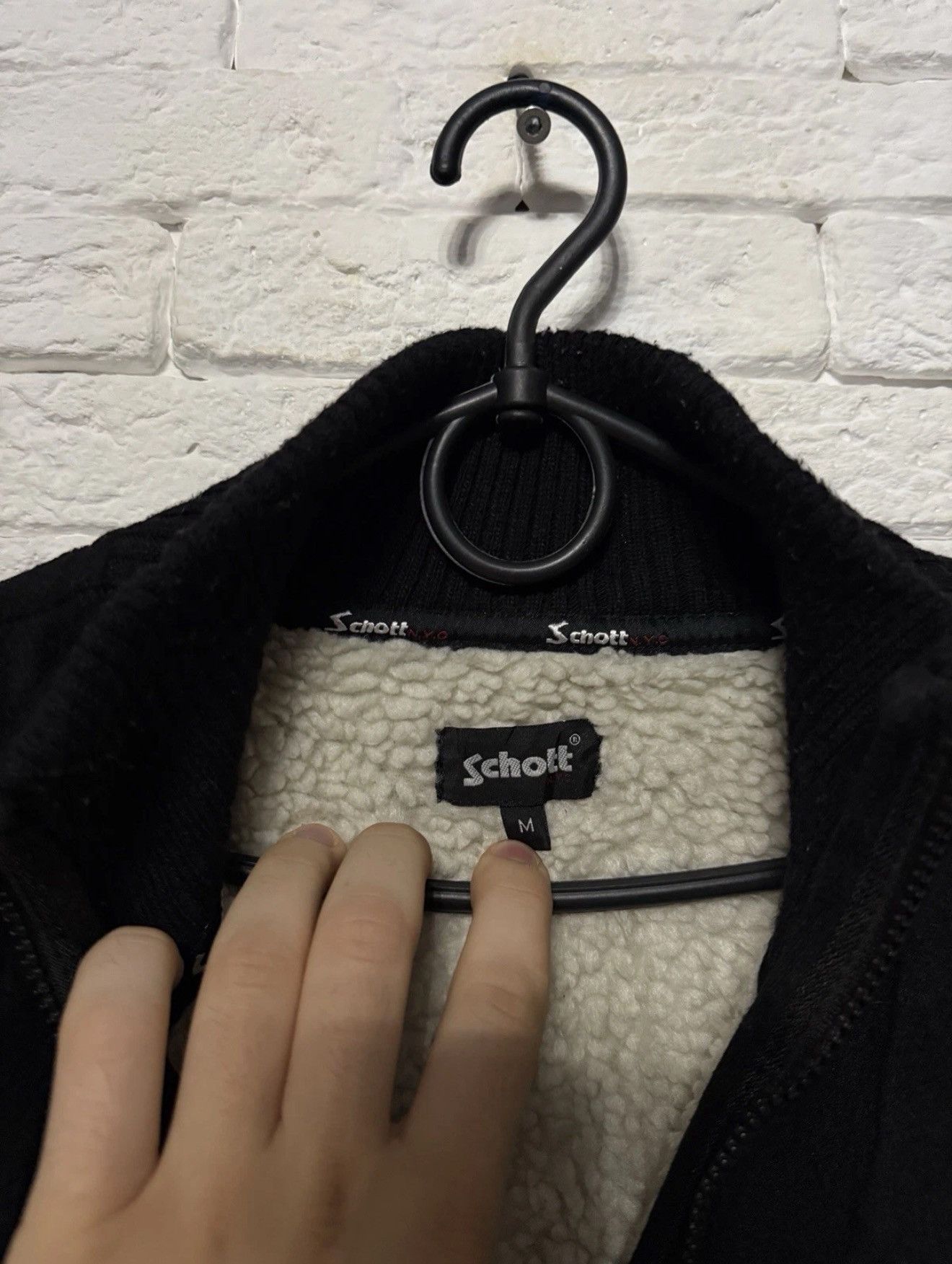Schott Schott NYC Sherpa Bomber Jacket Full Zip Army Type Sz M Size US M / EU 48-50 / 2 - 6 Thumbnail