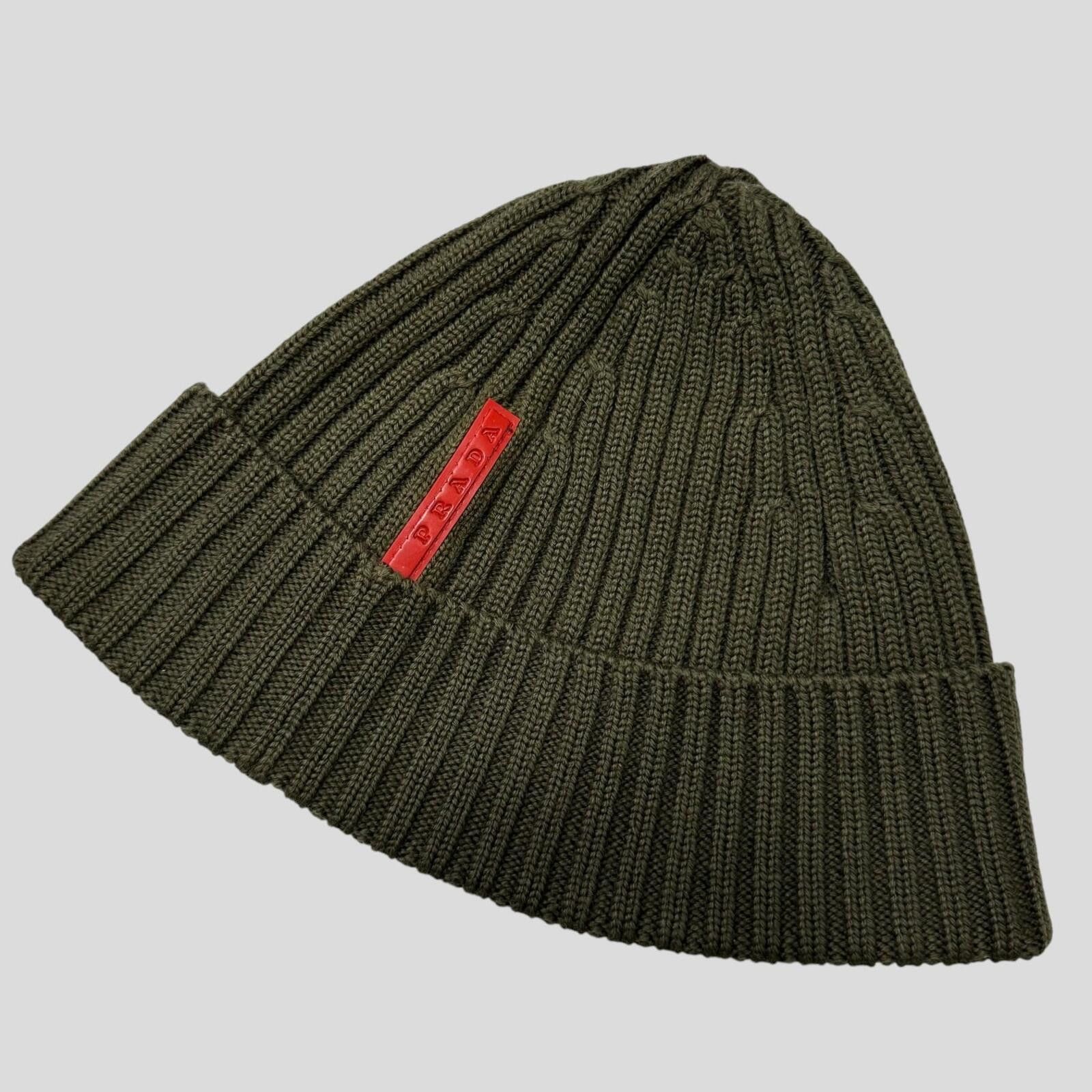 美品 00s PRADA SPORTS WOOL LOGO BEANIE Prada Prada Sport 00s Beanie Wool Hat Red Label Logo | Grailed