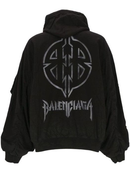 Balenciaga o1w1db10126 Metal BB Stencil Padded Bomber Hoodie in Black Size S / US 4 / IT 40 - 2 Thumbnail