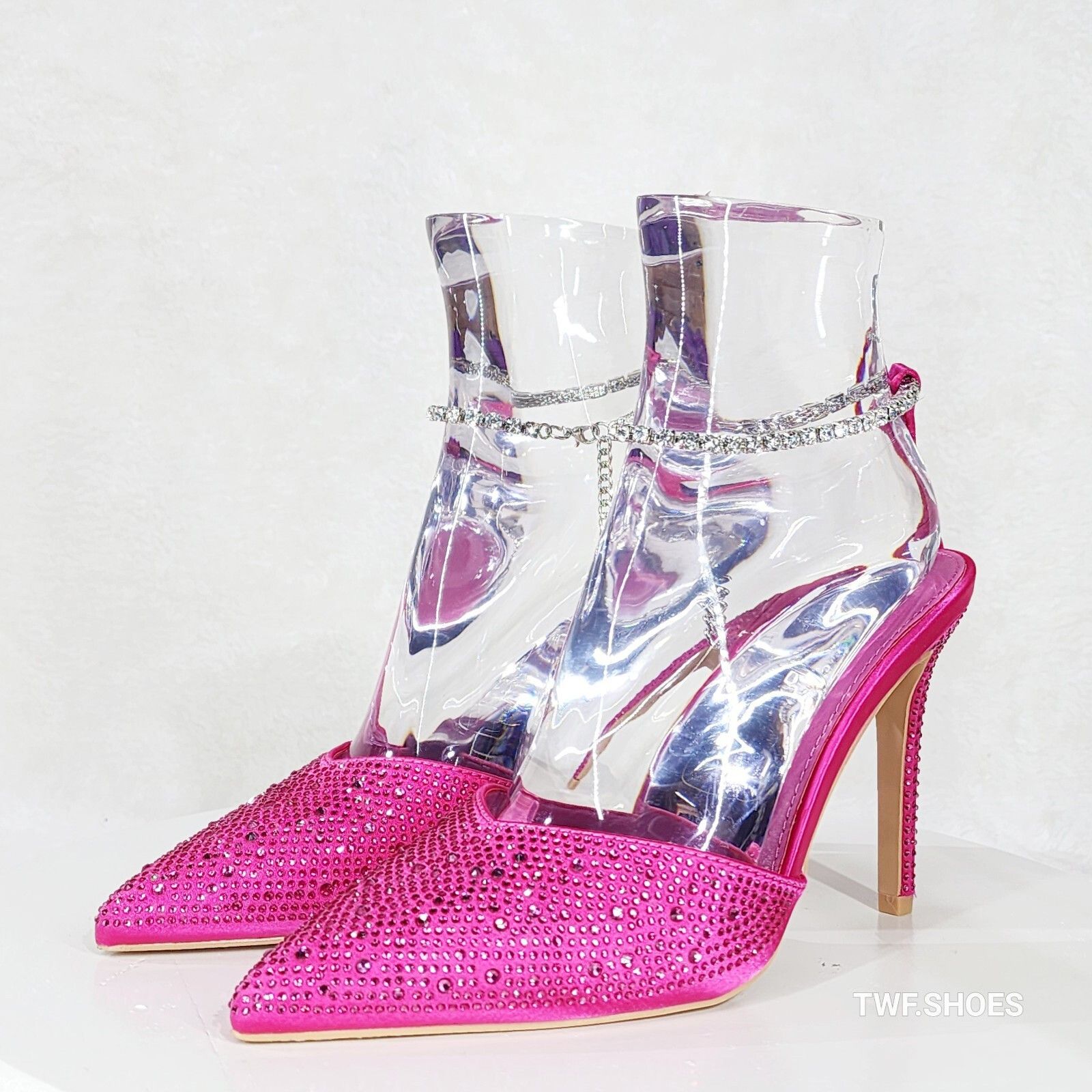 Other Simply Sexy Ankle Bracelet Hot Pink Rhinestone Pointy Toe Hi Size US 10 / IT 40 - 6 Thumbnail