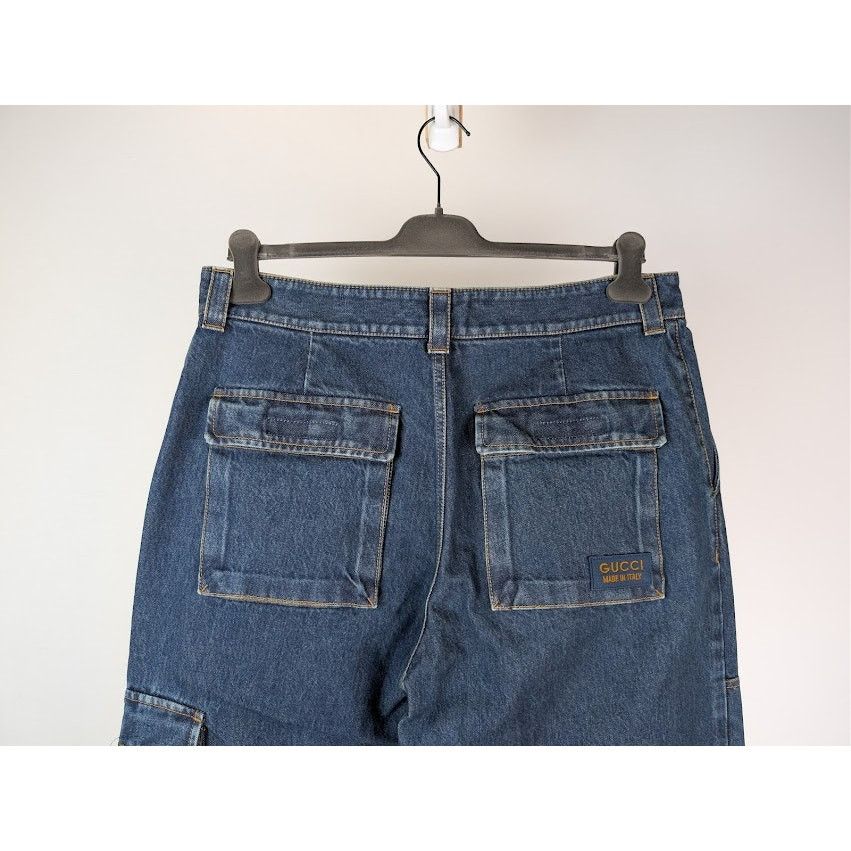 Gucci o1rshd1 Eco-Washed Organic Denim Cargo Pant in Blue / Mix Size US 36 / EU 52 - 12 Thumbnail