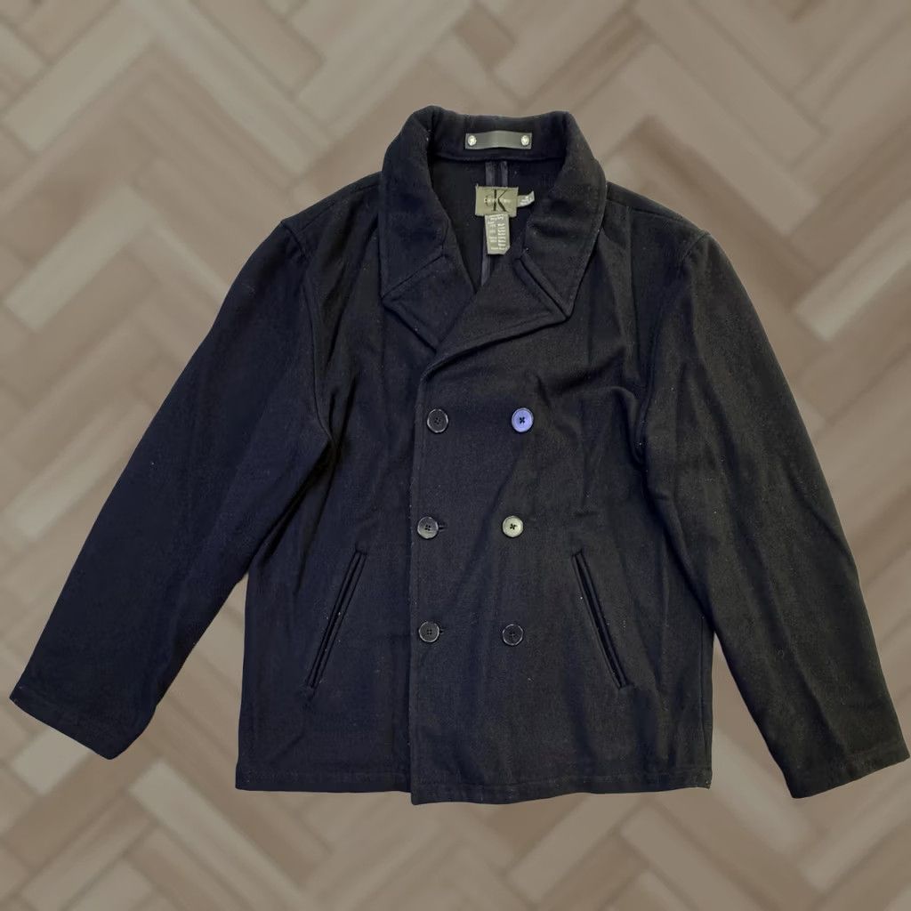 Calvin Klein VINTAGE Calvin Klein Coat Mens Medium Black Wool Pea Coat Classic Winter Size US M / EU 48-50 / 2 - 1 Thumbnail