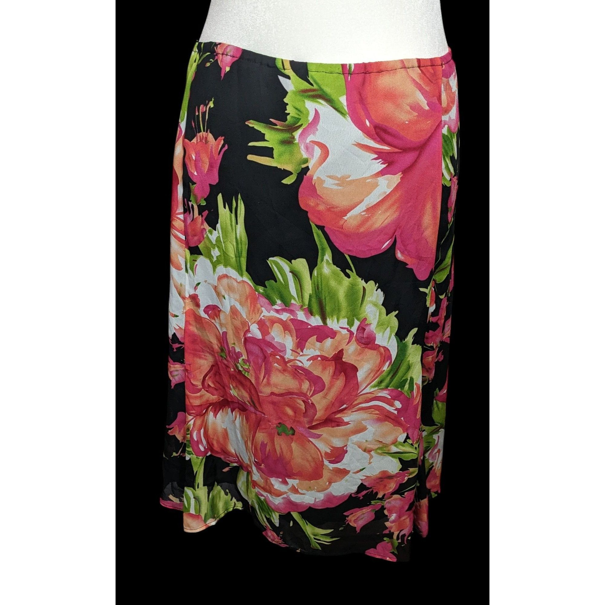 Other Vintage 90s Siouni & Zar Pink Floral Skirt Size 40" / US 18 - 2 Thumbnail