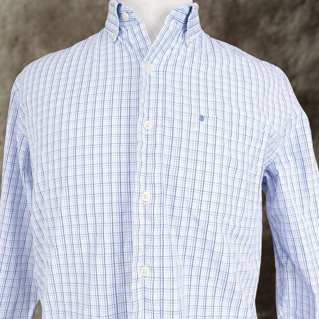 Izod IZOD Shirt Mens Large Blue Check Long Sleeve Button Down Cotton Casual Size US L / EU 52-54 / 3 - 1 Thumbnail