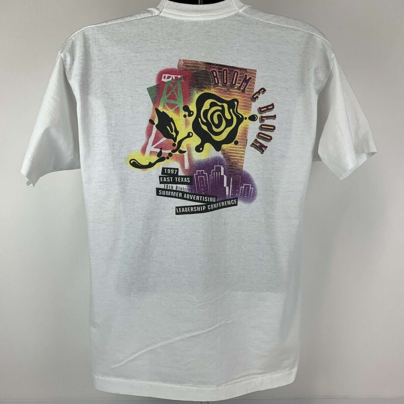 Fruit Of The Loom Vintage 90s Boom & Bloom Texas T Shirt Advertising X-Large Size US XL / EU 56 / 4 - 3 Thumbnail