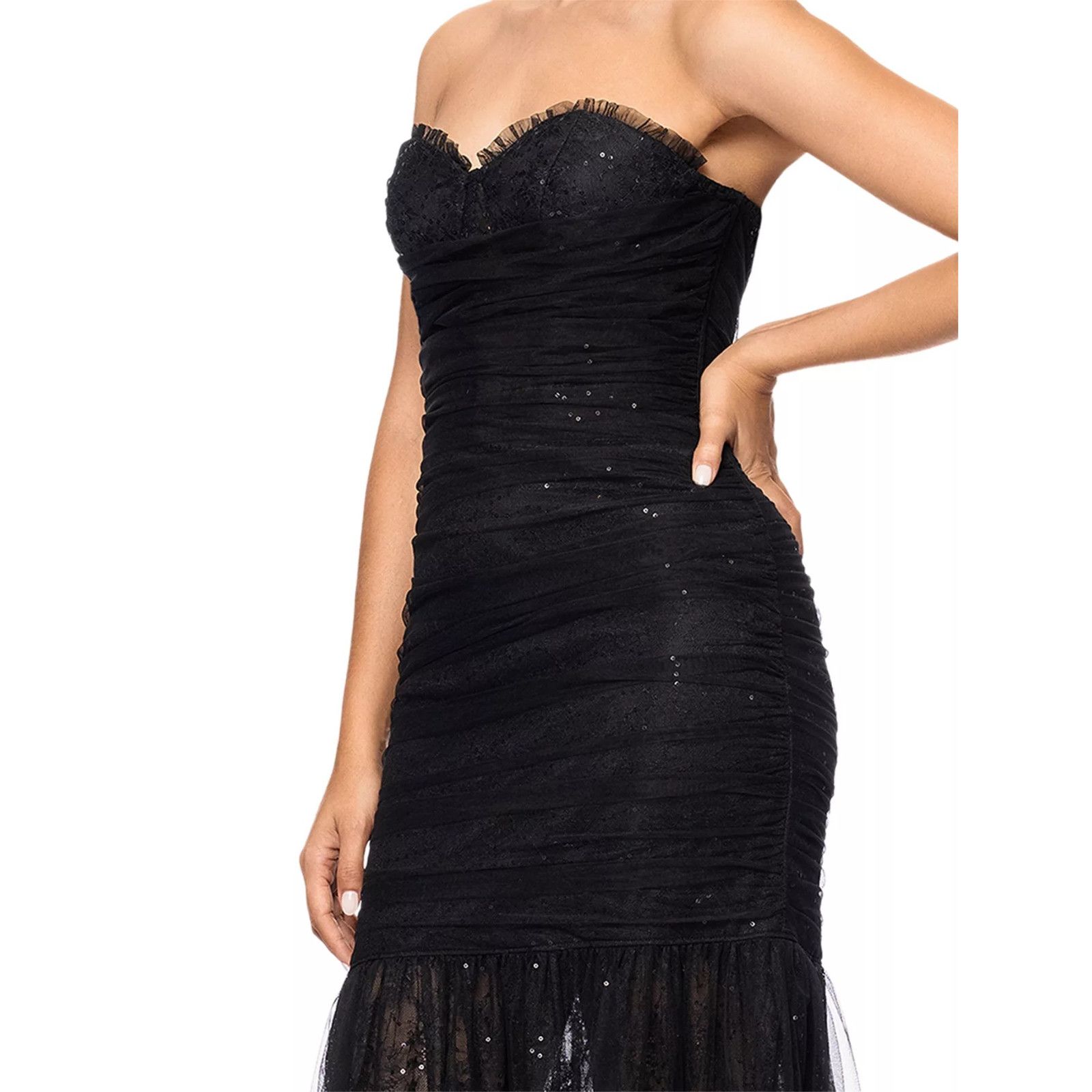 Other Betsy & Adam Women's Black Sequined Lace Corset Gown Size 8. Size M / US 6-8 / IT 42-44 - 3 Thumbnail