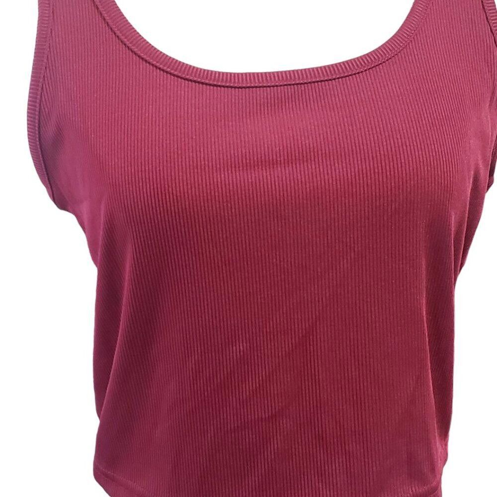 Designer CT1752 Red, Blue, Brown, Black Ribbed Cropped Tank (4) Large Size L / US 10 / IT 46 - 2 Thumbnail