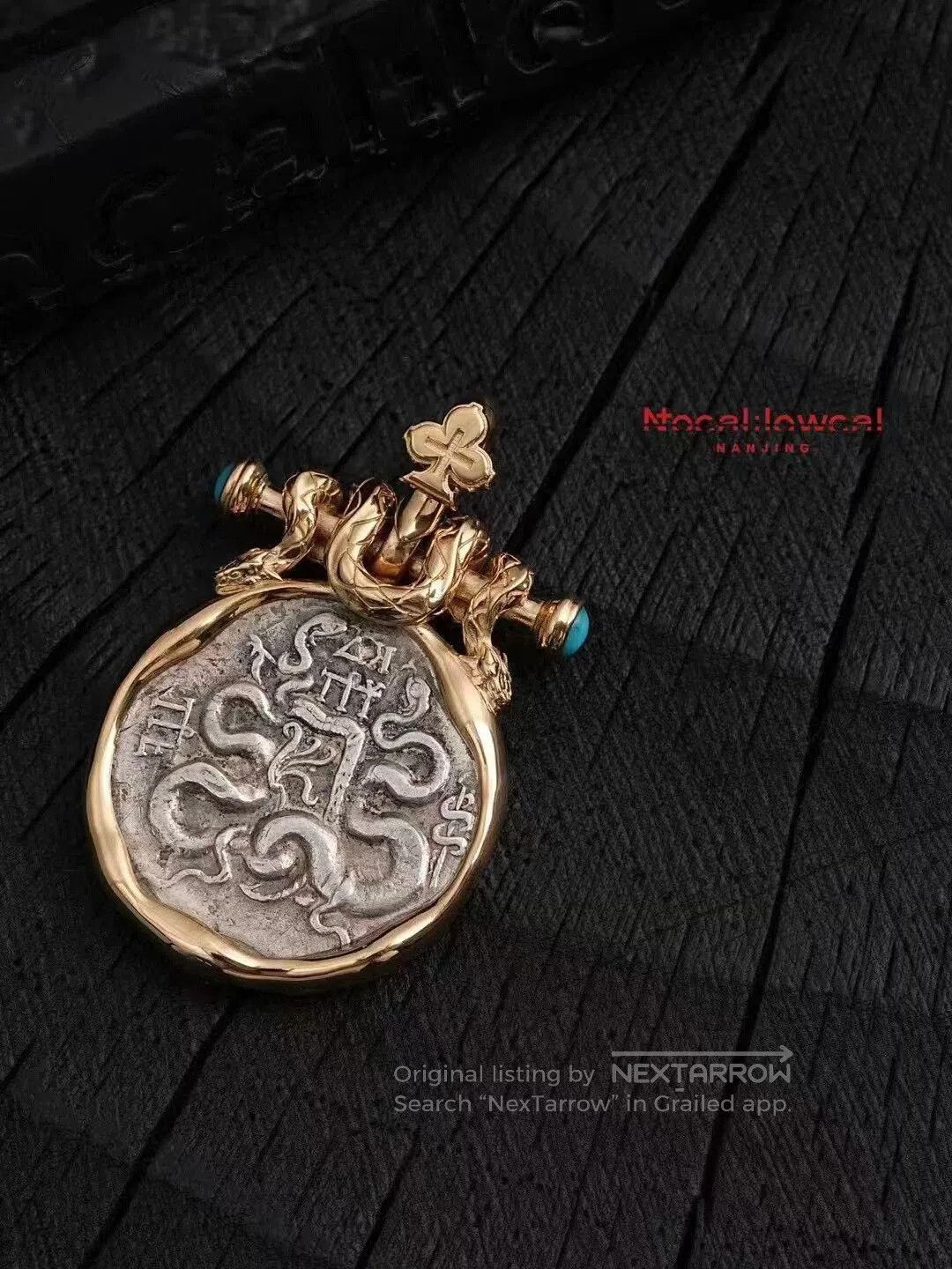 Other Turquoise 18k Gold Ancient Coin Pendant. Size ONE SIZE - 1 Thumbnail