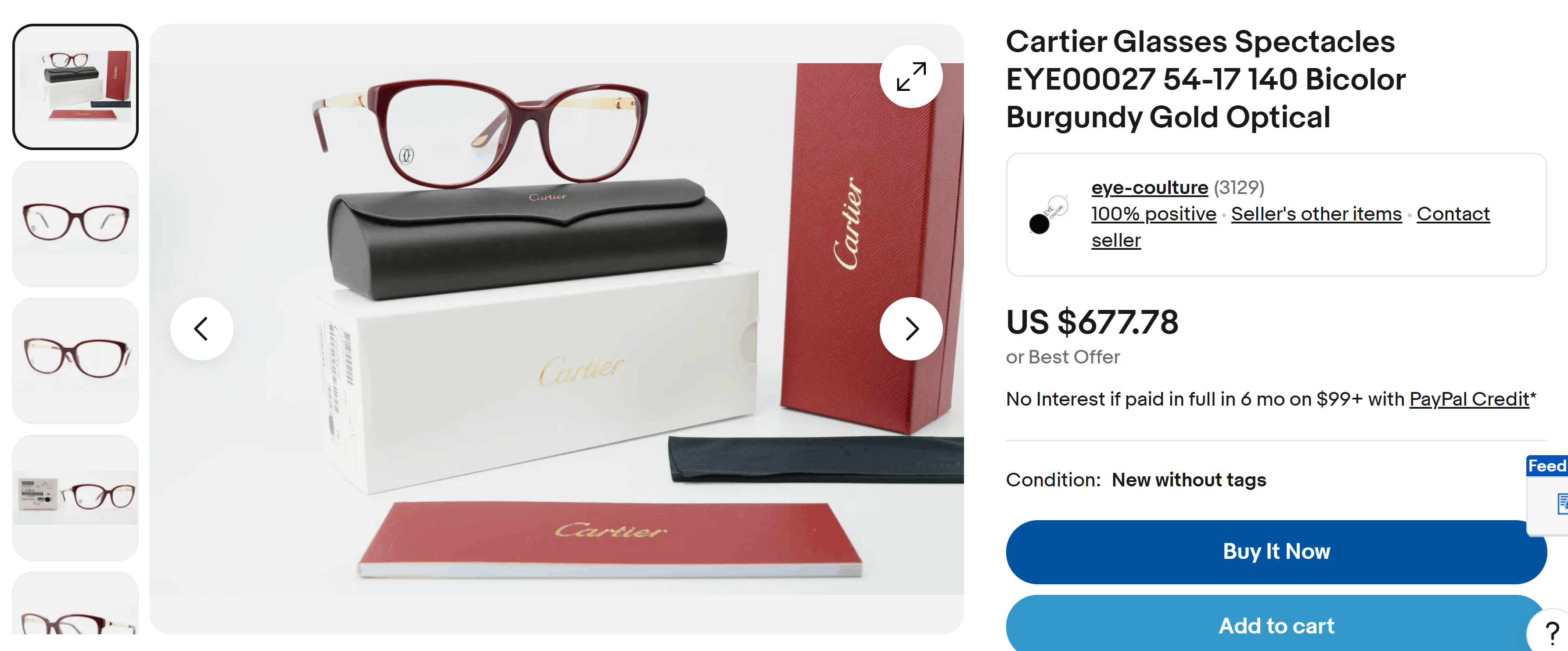 Cartier NEW Cartier Tortoise/Gold Eyeglasses EYE00129 Size ONE SIZE - 11 Thumbnail