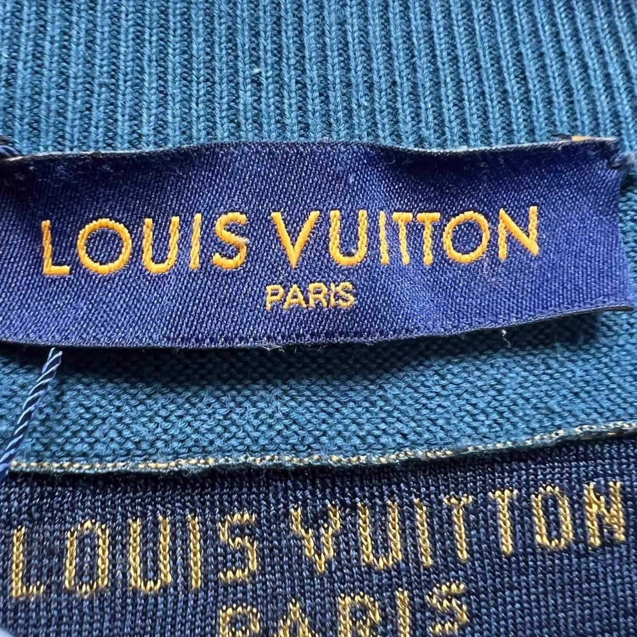 Louis Vuitton Louis Vuitton Navy Blue Piping Man Logo Knit Tee Size US M / EU 48-50 / 2 - 3 Thumbnail