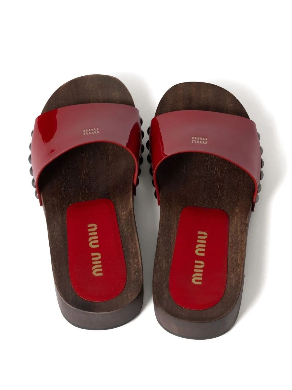 Miu Miu o1B3y1r0526 Leather Slides in Red Size US 9 / IT 39 - 3 Thumbnail