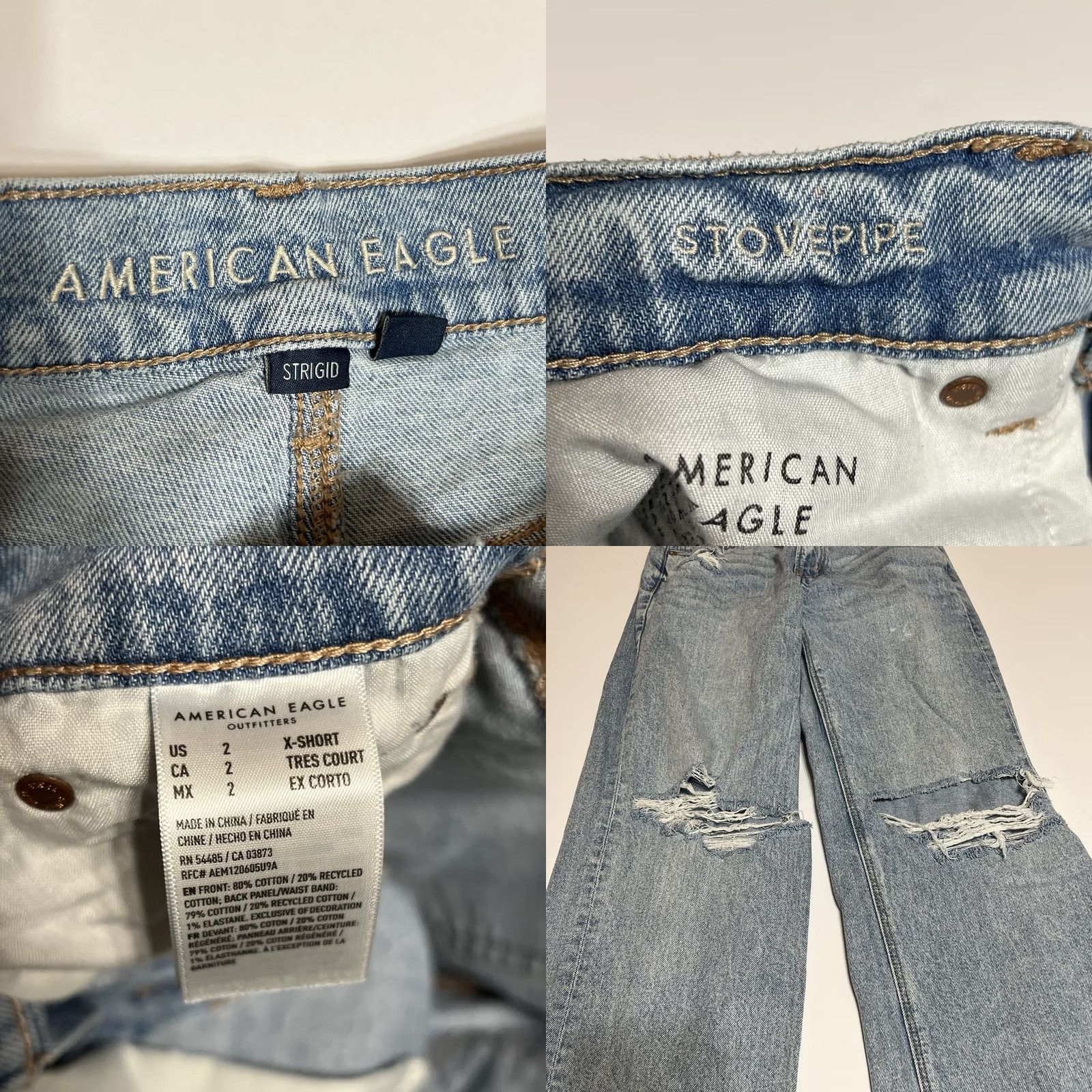 American Eagle Outfitters American Eagle Outfitters Jeans Womens 2 XShort (27x24.5) Blue Wide-Leg Stovepipe Distressed 90s Grunge Hipster Denim Size 26" / US 2 / IT 38 - 8 Thumbnail