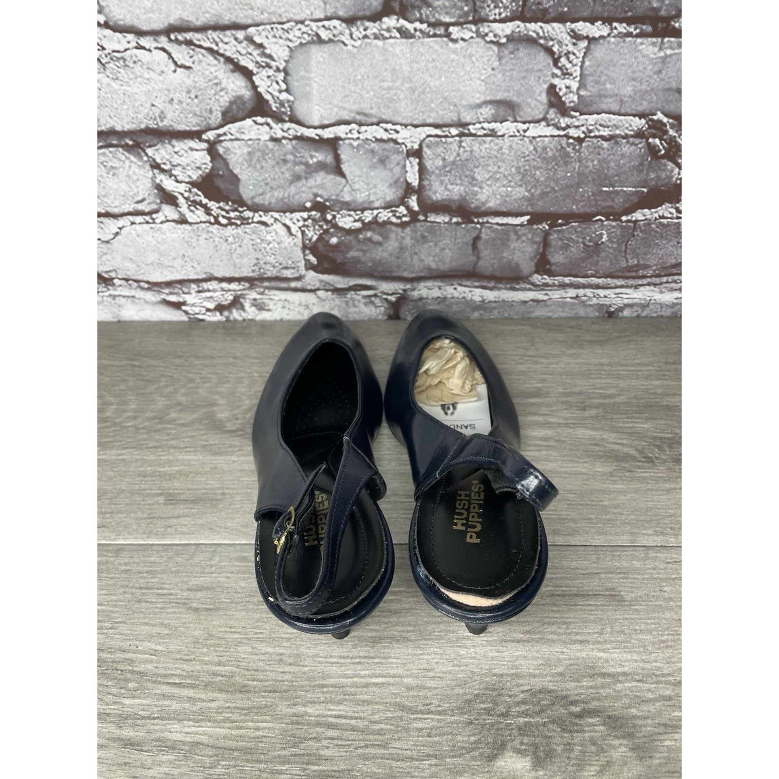 Hush Puppies Hush Puppies Navy Blue Leather Pointed Toe Ankle Strap Heels Size US 8.5 / IT 38.5 - 9 Thumbnail
