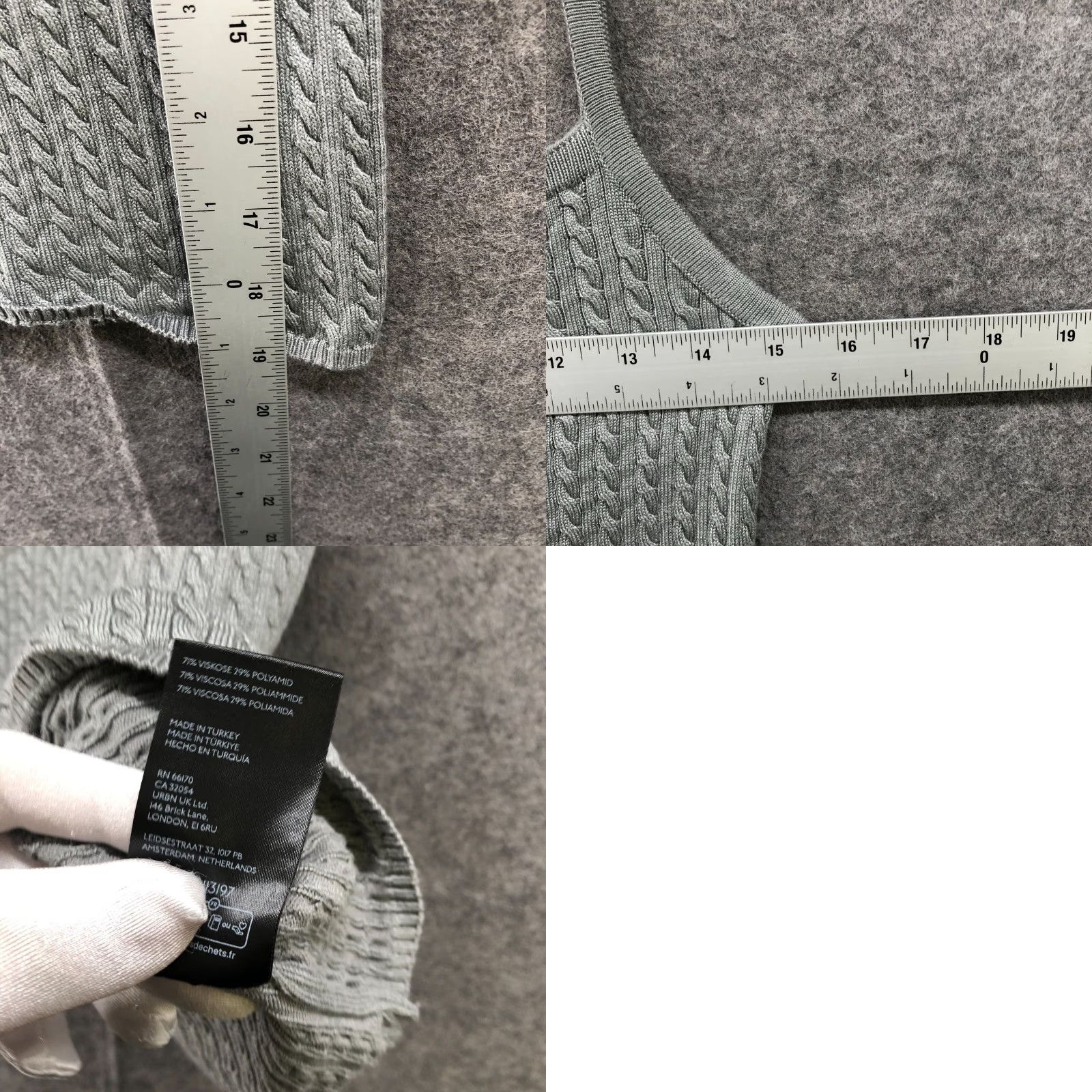 Urban Outfitters BDG Urban Outfitter Cable Knit Sweater Cami S Gray Stretch Square Neck Womens Size S / US 4 / IT 40 - 8 Thumbnail