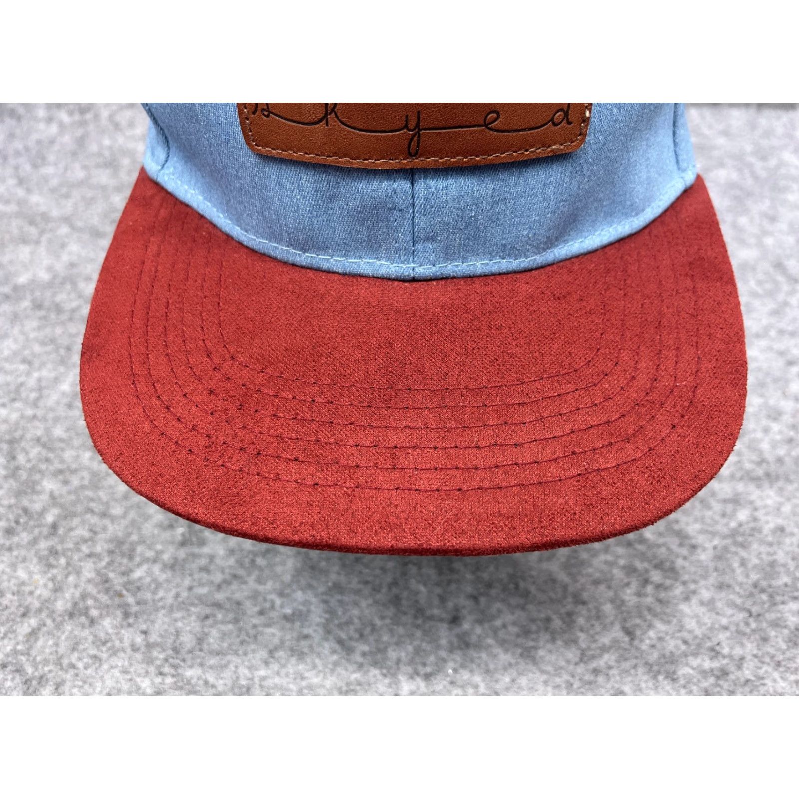 Vintage Skyed Apparel Hat 5 Panel Adult One Size Blue Cotton Denim Leather Strap Back Adjustable Casual Outdoor Mens Hat/Cap Size ONE SIZE - 3 Thumbnail